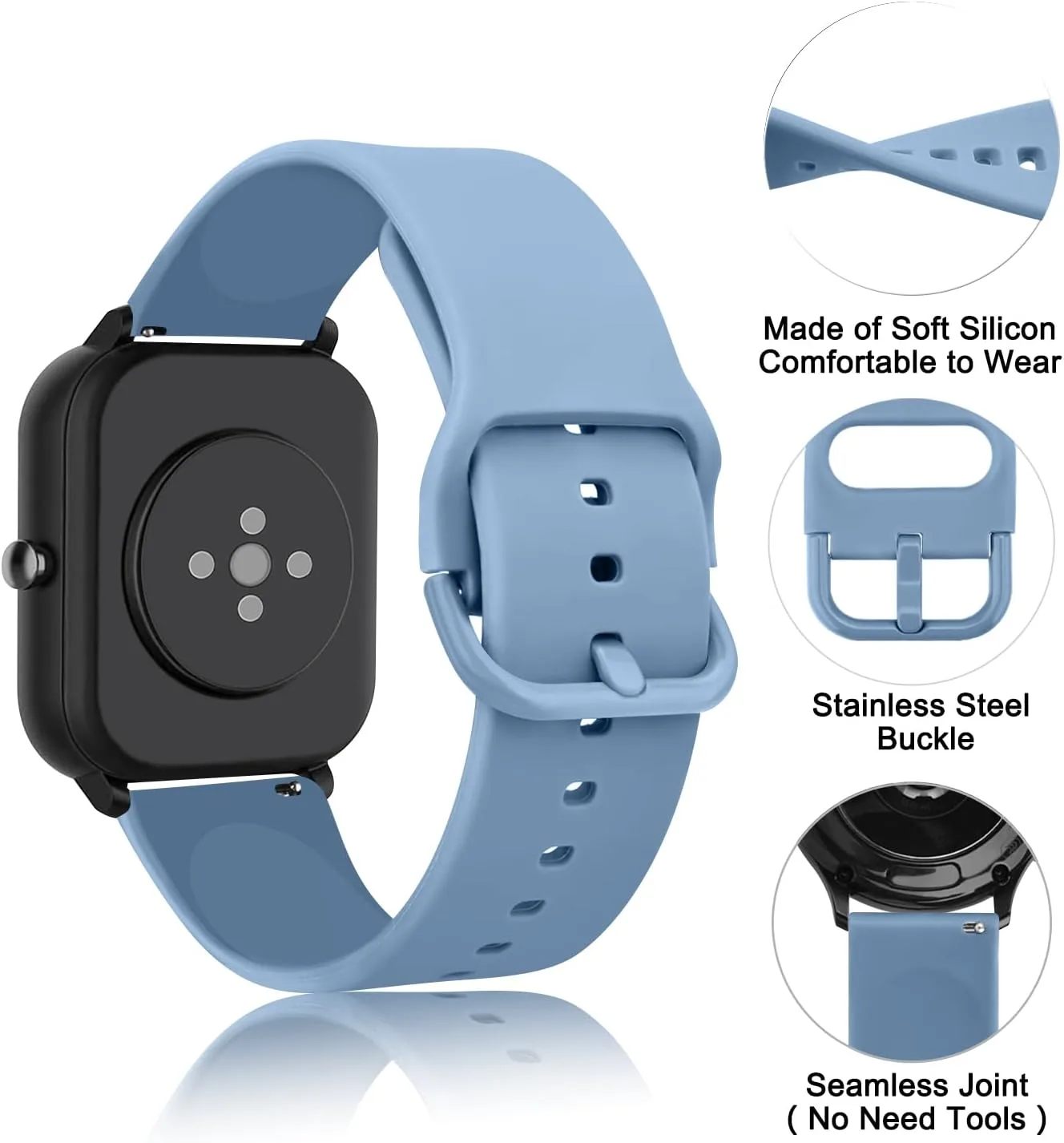 AK Band for Amazfit GTS 4 / GTS 4 Mini / GTS 3 / GTS 2 / GTS 2e / GTS 2 mini / GTS / GTR mini Bands, 20mm Soft Replacement Sport Strap for Amazfit Bip 3 / Bip 3 Pro / Bip U Pro / Bip / Bip Lite / Bip S / Bip S lite / Bip U Smart Watch Women Men