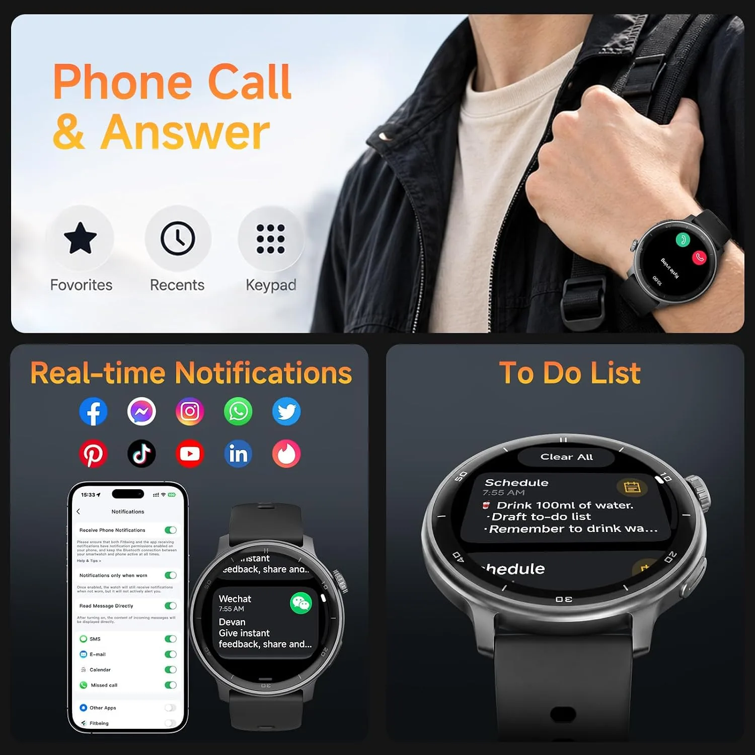 Smart Watches for Women Men Built-in GPS, 1.43" AMOLED HD Screen Smartwatch