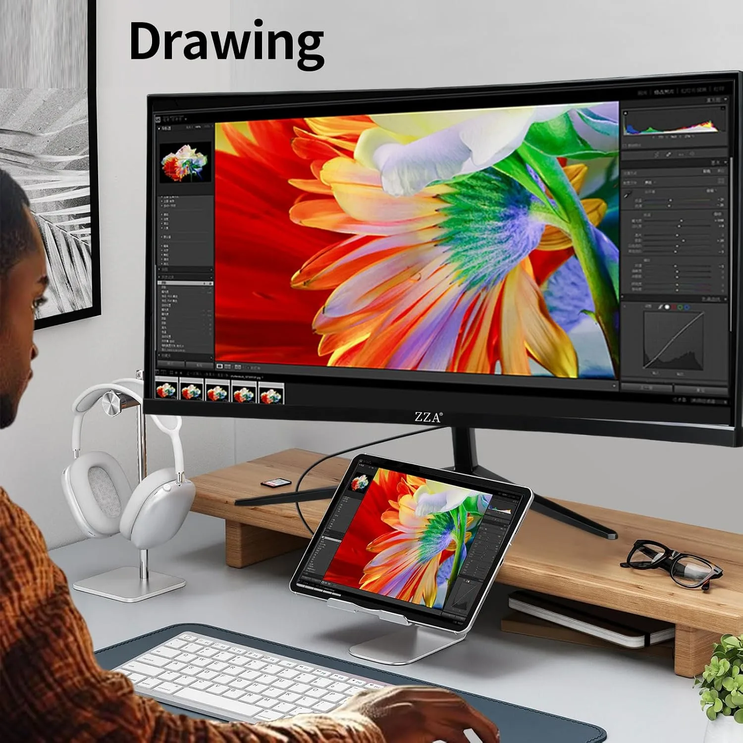ZZA 32" 4K Gaming Monitor - UHD（3840 * 2160） 60Hz Computer Monitor, Immersive Gaming Experience with Refresh Rate, VA Panel, Adptsync Premium | HDR10 | 100% sRGB | 3840x2160