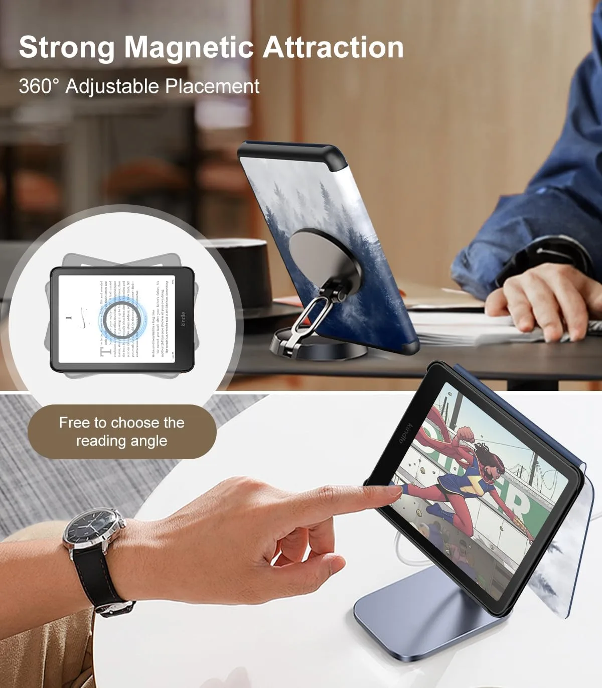 Moko Magnetic Case for 7" Kindle Paperwhite 12th Gen/Colorsoft, Gray Forest