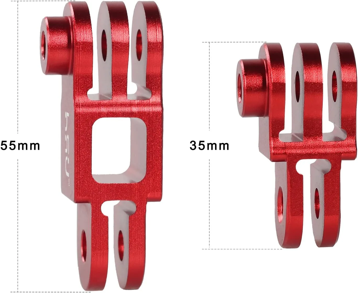 HSU Aluminum Alloy Metal Adjust Arm Straight Joints Mount, Same Direction Straight Joints Mount for Go Pro Hero 13/12/11/10/9/8/7/6/5 Black,Session 5/4, DJI Osmo Action Action Camera and More(Red)