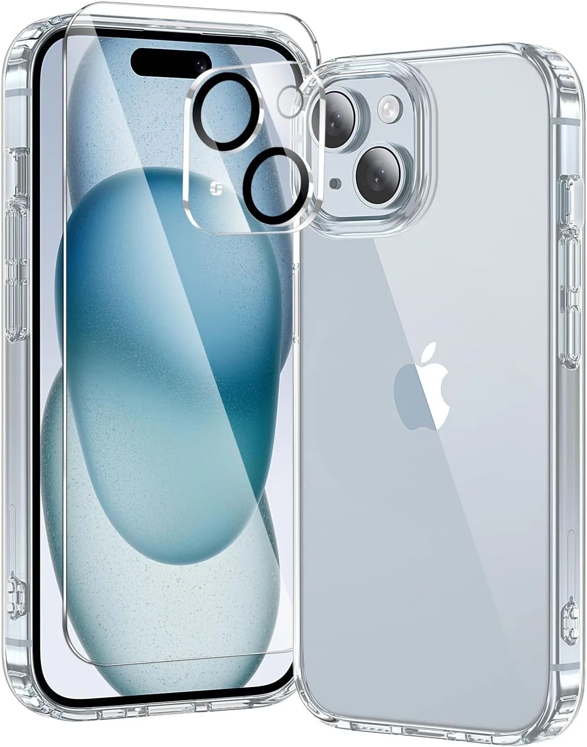 toushion 3 in 1 for iPhone 15 Plus Case Transparent