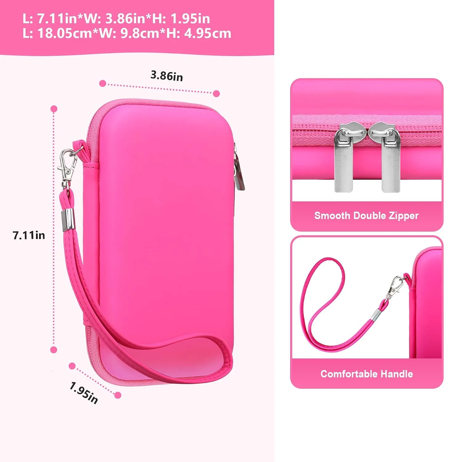 Supmay Carrying Case for GAMPLAE Handheld Game for Kids, 258 Retro Video Games Portable Gaming Player Storage Holder Travel Bag with Mesh Pocket for 3 Game Cards, Earphone,USB Cable, RoseRed