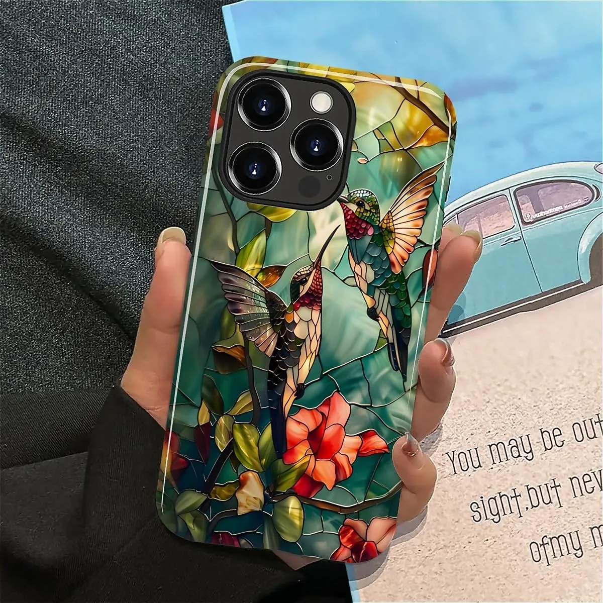 DAIZAG Case for iPhone 13 Pro Max,Mixed 2 Layer Design Shockproof Soft TPU Ddouble Protection Phone Case for iPhone 13 Pro Max-Gorgeous Hummingbird