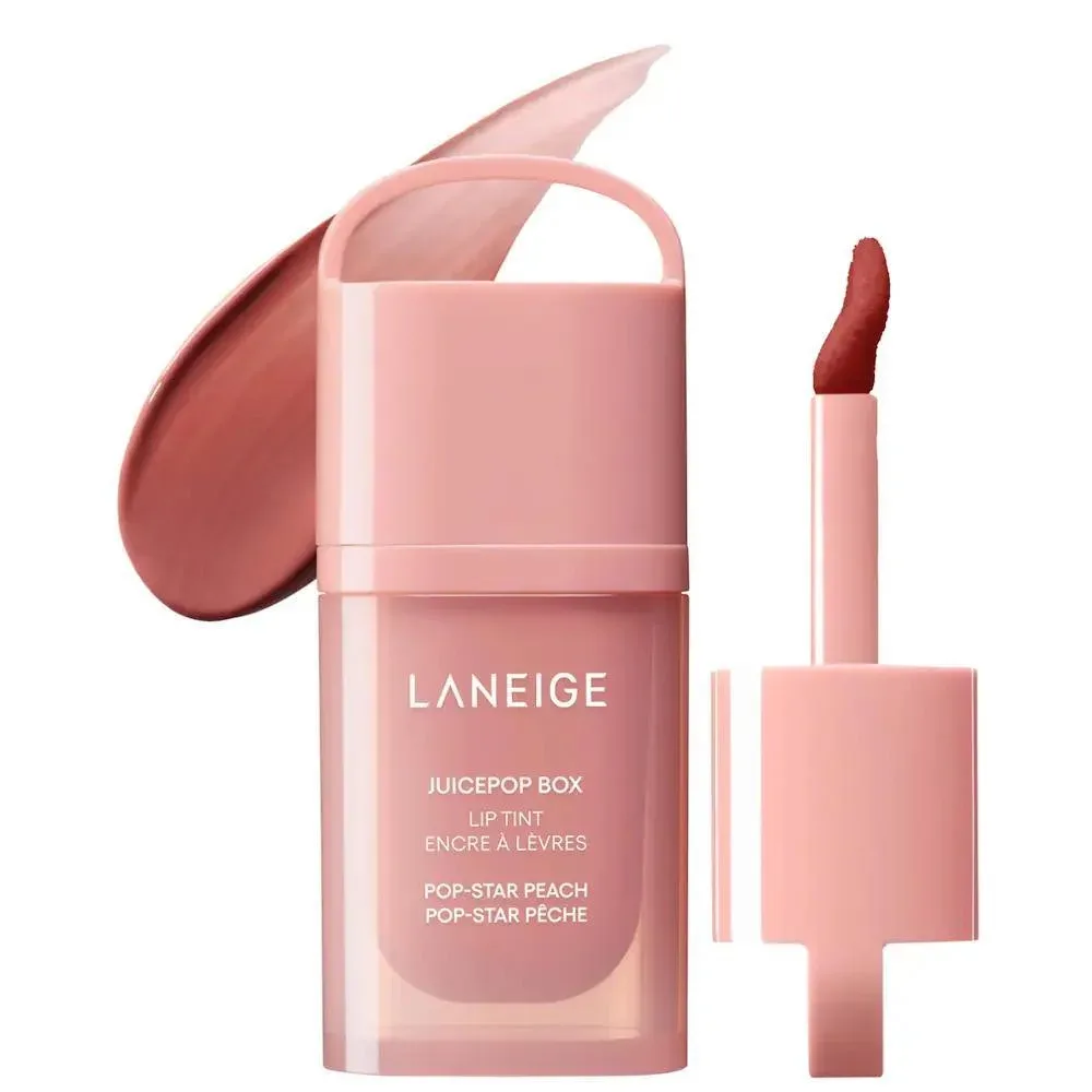 JuicePop Box Aceite Labial con Tinte Hidratante 12HR - Pop-Star Peach Soft Nude Peach - Disco Coral Vivid Pinky Coral