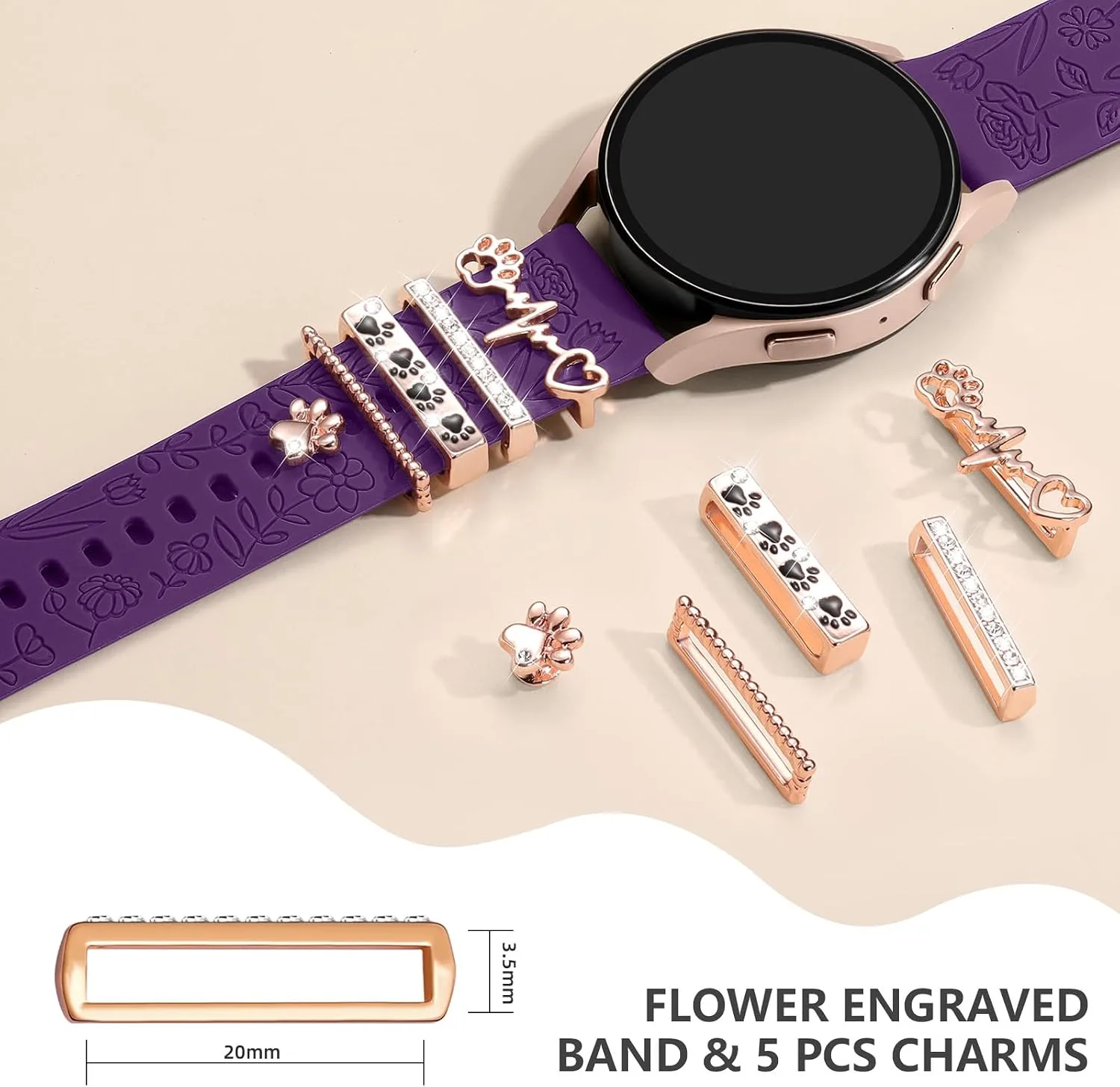 DaQin Flower Engraved Band Compatible with Samsung Galaxy Watch 7 Bands