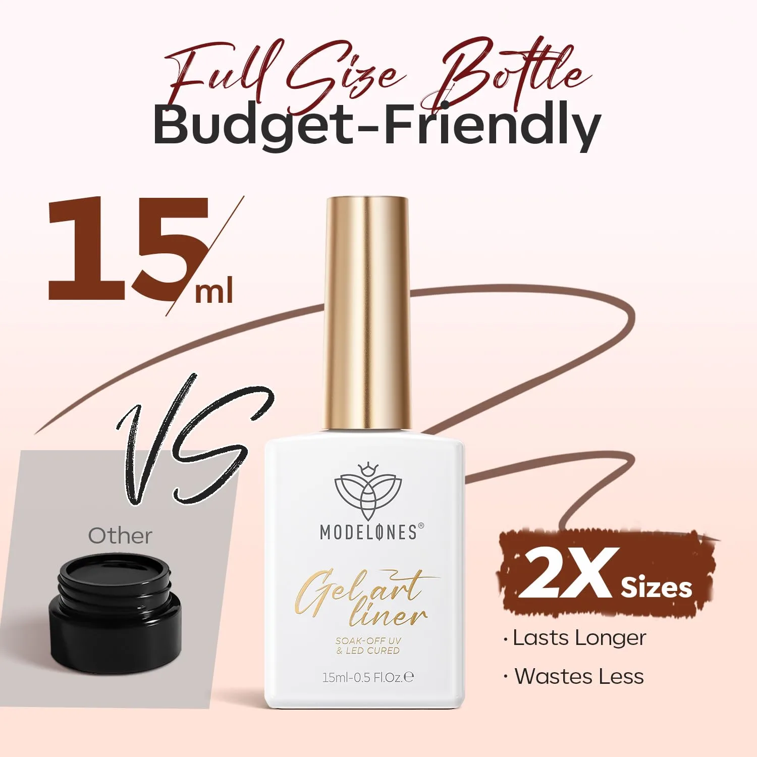 modelones Brown French Tip Liner Gel Polish 15ml Nail Art Detail Brush
