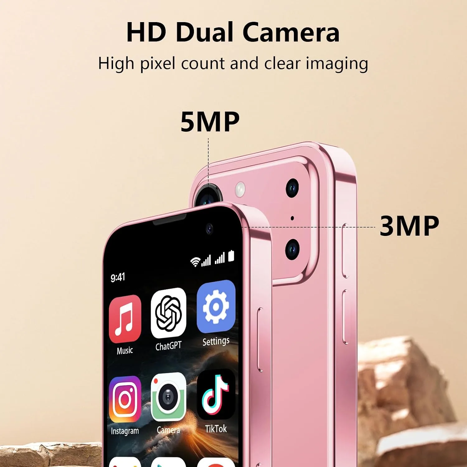 Mini Smartphone 3.0" HD Touchscreen - Unlocked Android Compact Mobile Phone for Kids & Students | Smallest Cell Phone for Travel Backup & Digital Detox | WiFi, GPS, Face ID, Dual SIM, 2GB+16GB, Blue