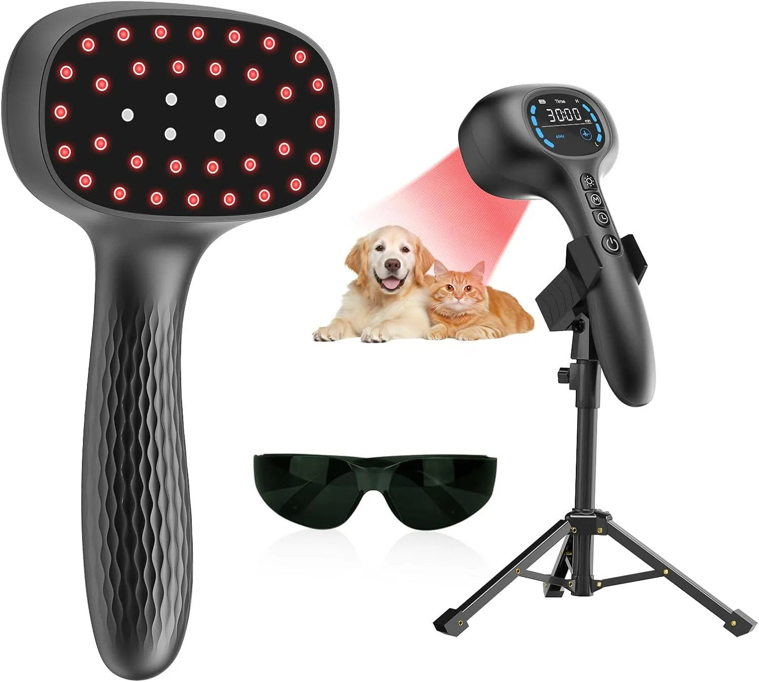 Red Light Therapy for Dogs, 38 LEDs 660nm & 808nm Near Infrared Light Therapy for Body, 4 Intensities, 3 Modes, Cordless Handheld Red Light Therapy Wand with Stand & Timer