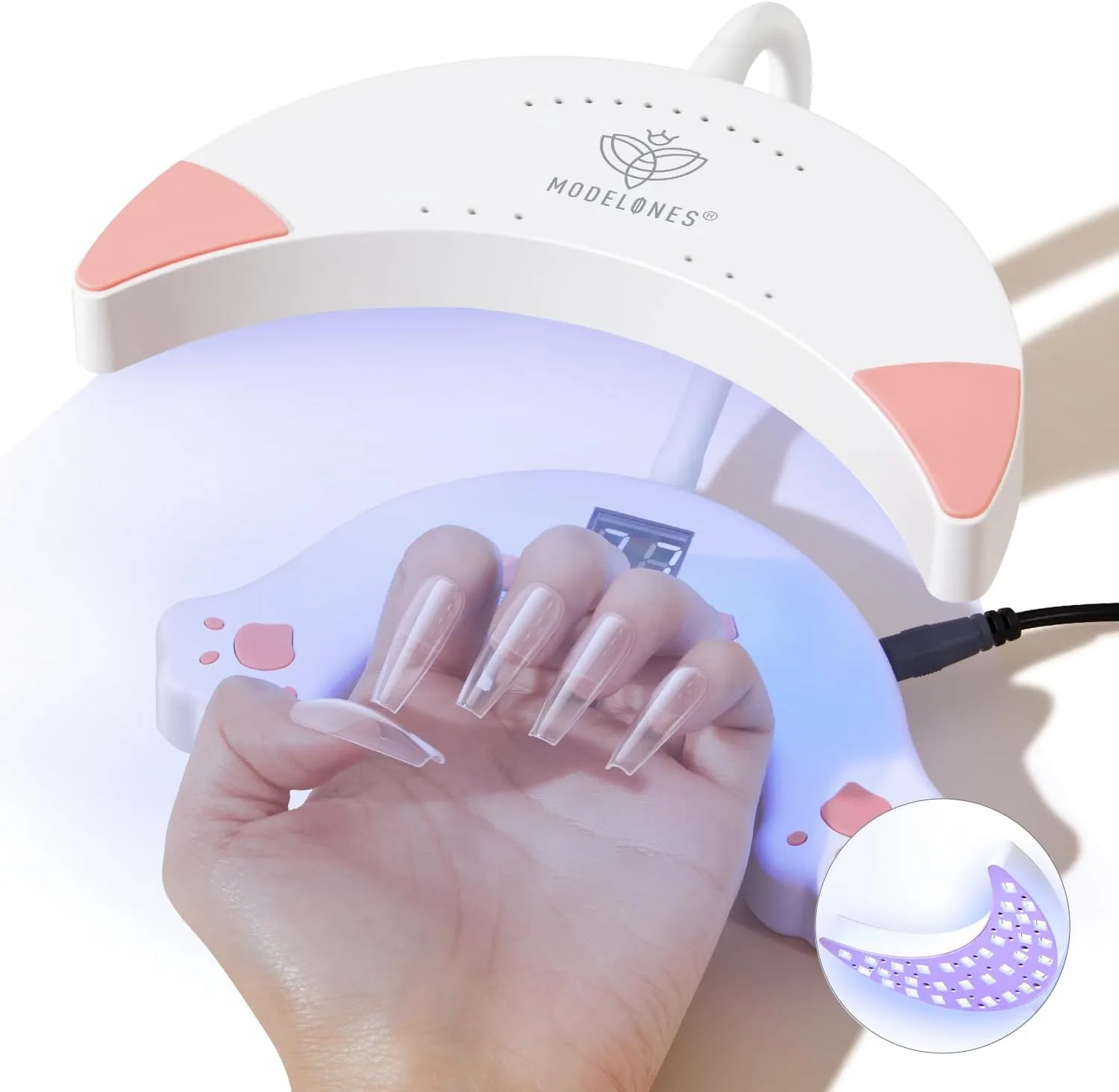modelones UV Light for Gel Nails, Gooseneck UV LED Nail Lamp White