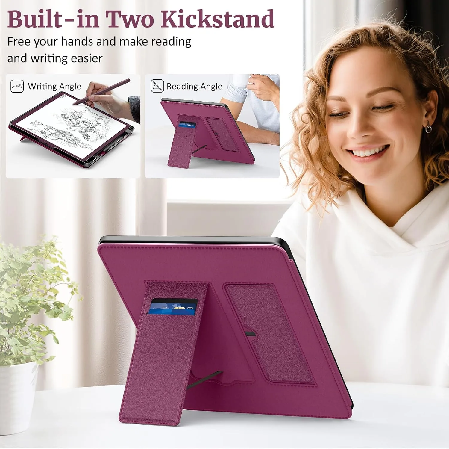 MoKo Stand Case for 11" Kindle Scribe 2025 3rd Generation Dark Purple