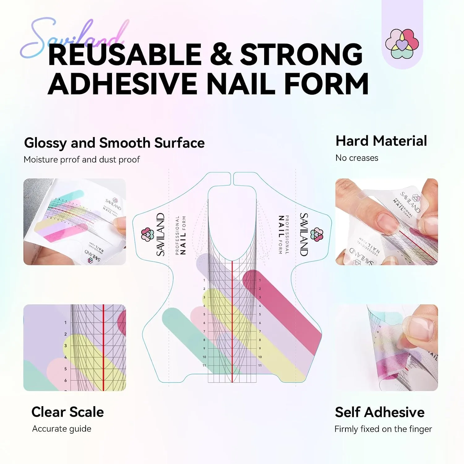 SAVILAND Reusable Long-length Nail Forms, 100 Pcs