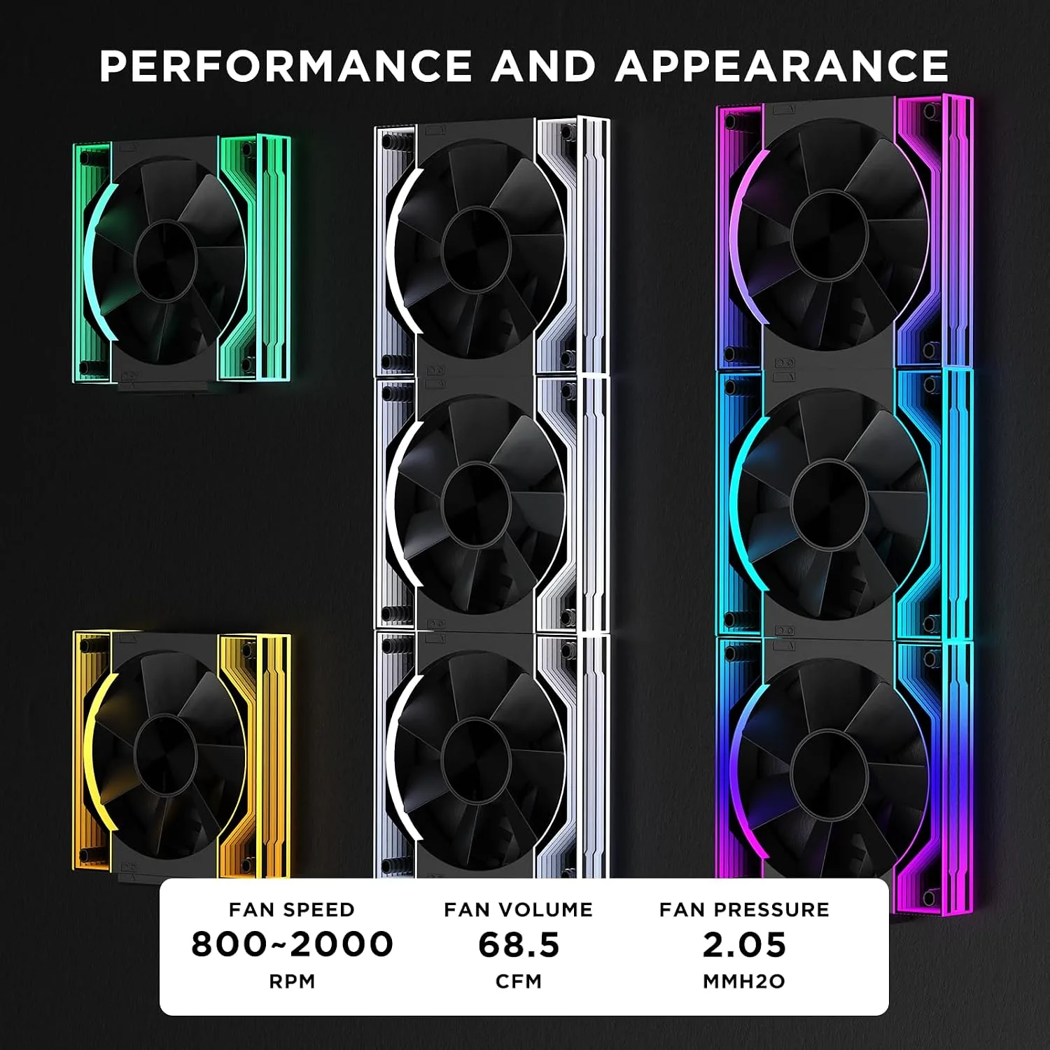 Interstellar V3 120mm PC Case Fan Infinity Mirror Module Daisy-Chain 120mm RGB PWM Fan Triple Pack Suitable for Computer Case & 360mm AIO Cooler(Black-3Pack