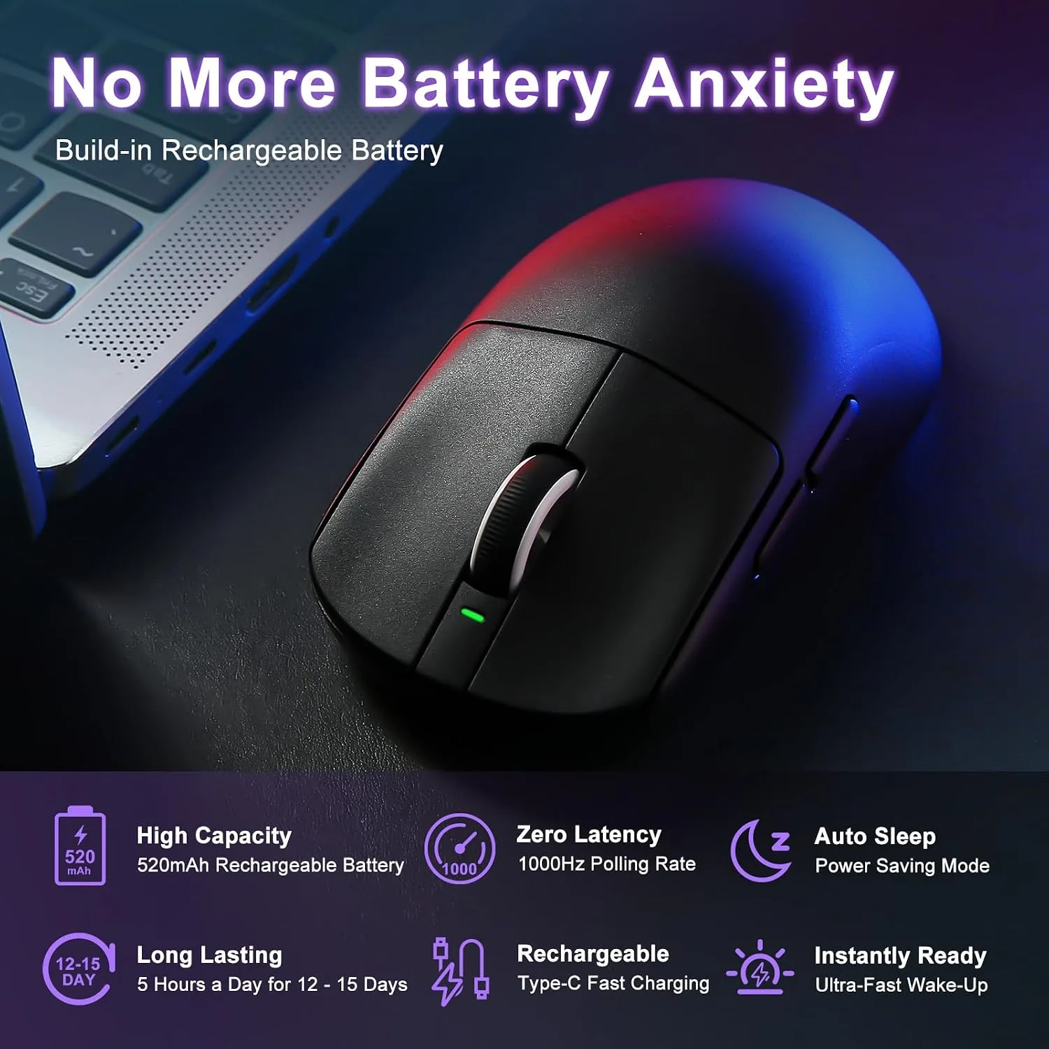 ATK R1 SE+ Wireless Gaming Mouse, 18000 DPI,Tri-Mode Mouse(Black)