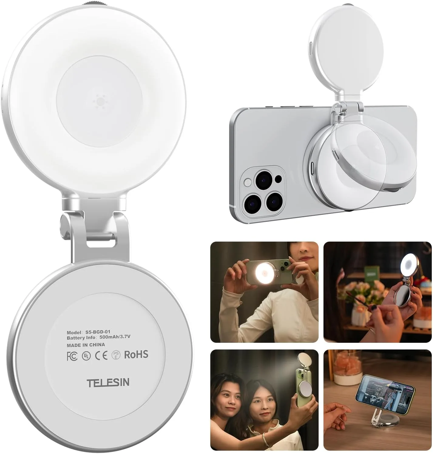 TELESIN C03 Magnetic Selfie Light, Phone Light for iPhone Magsafe