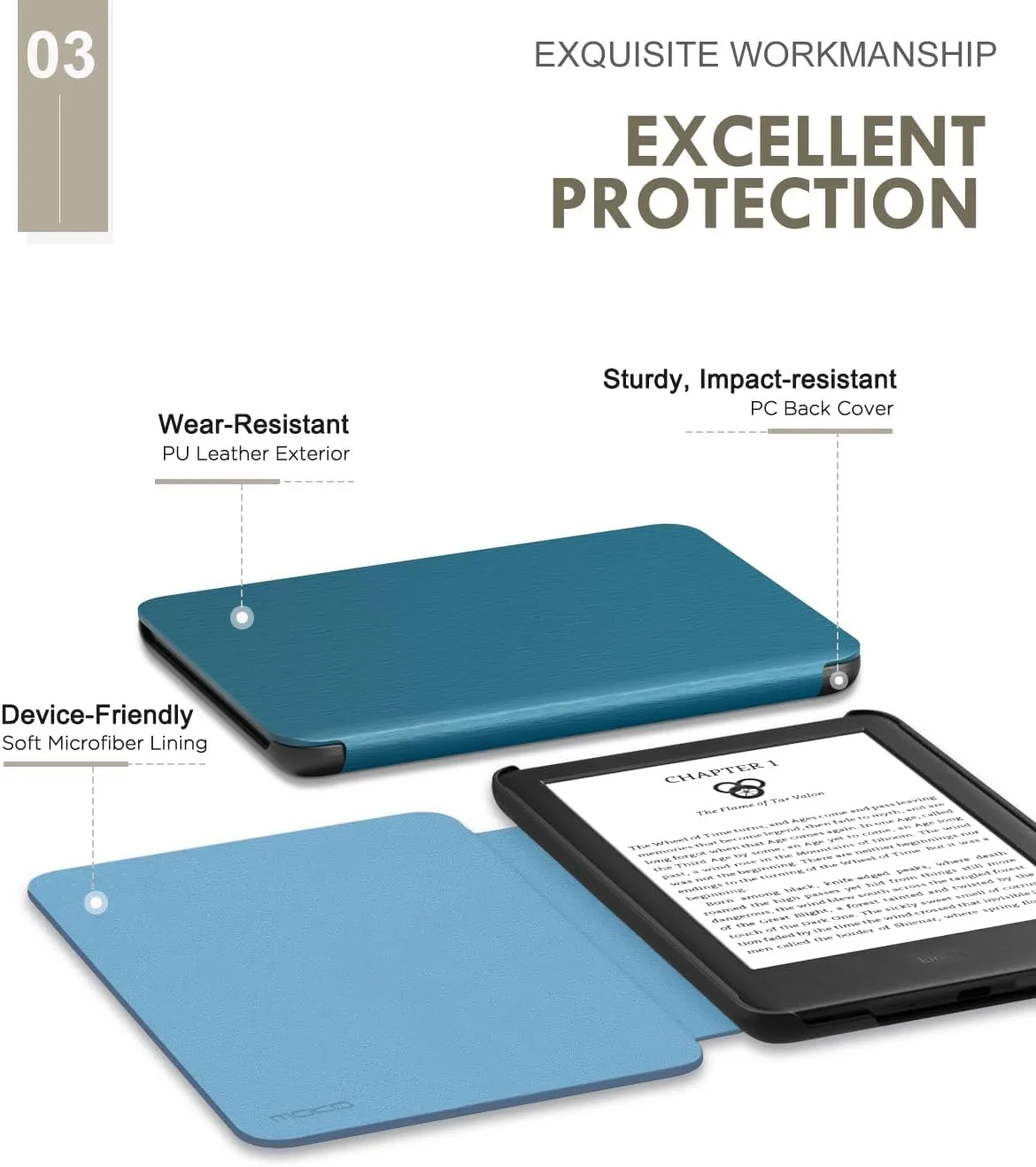 MoKo Case Fits 6" e-Reader 2024/2022 Lightweight Shell Cover, French Blue