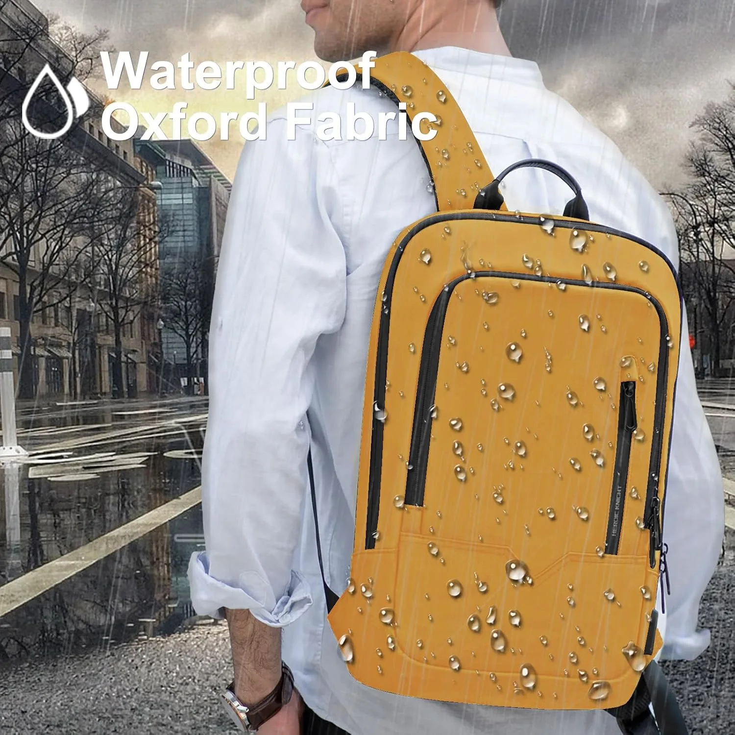 hk Backpack for Men, Business Slim Computer Bag for 17.3 Inch Laptop