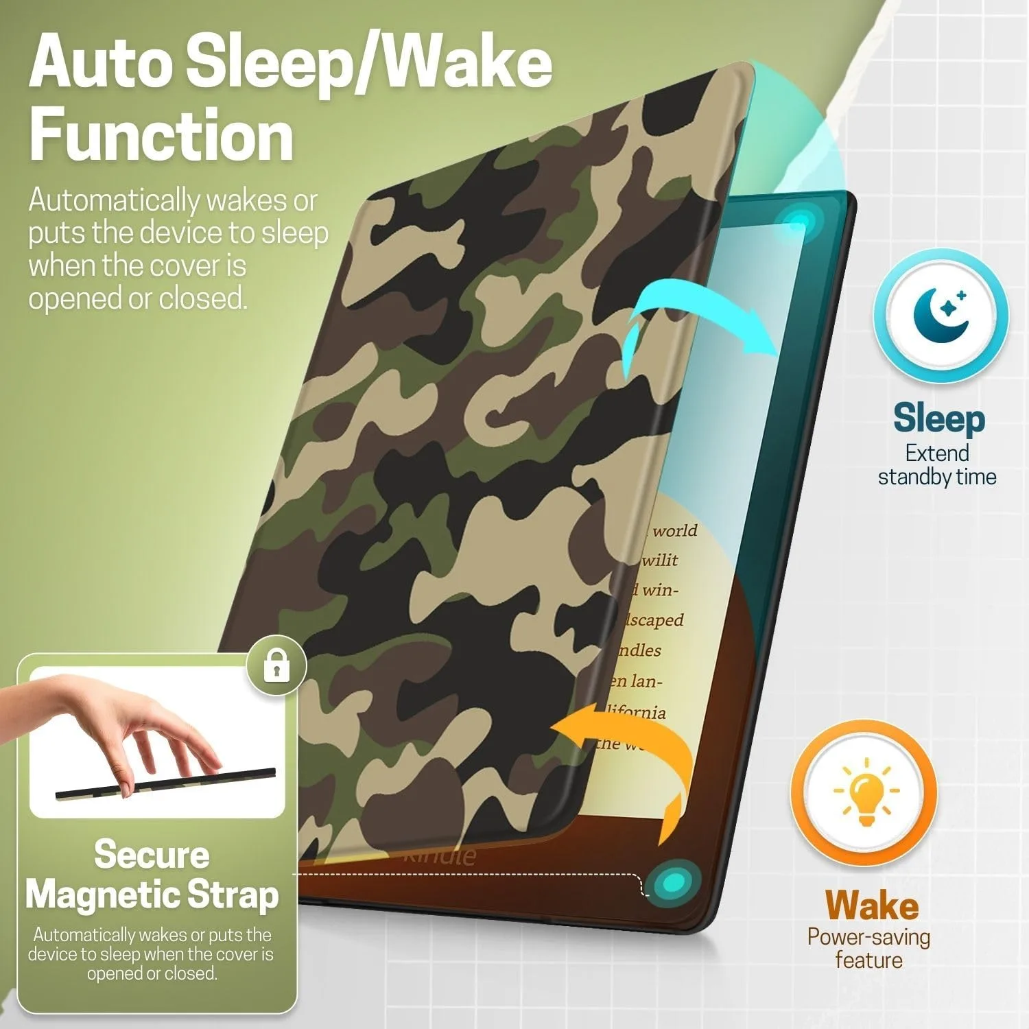 TNP Kindle Paperwhite 12th Gen Case Colorsoft 7-Inch Cover Camouflage Brown
