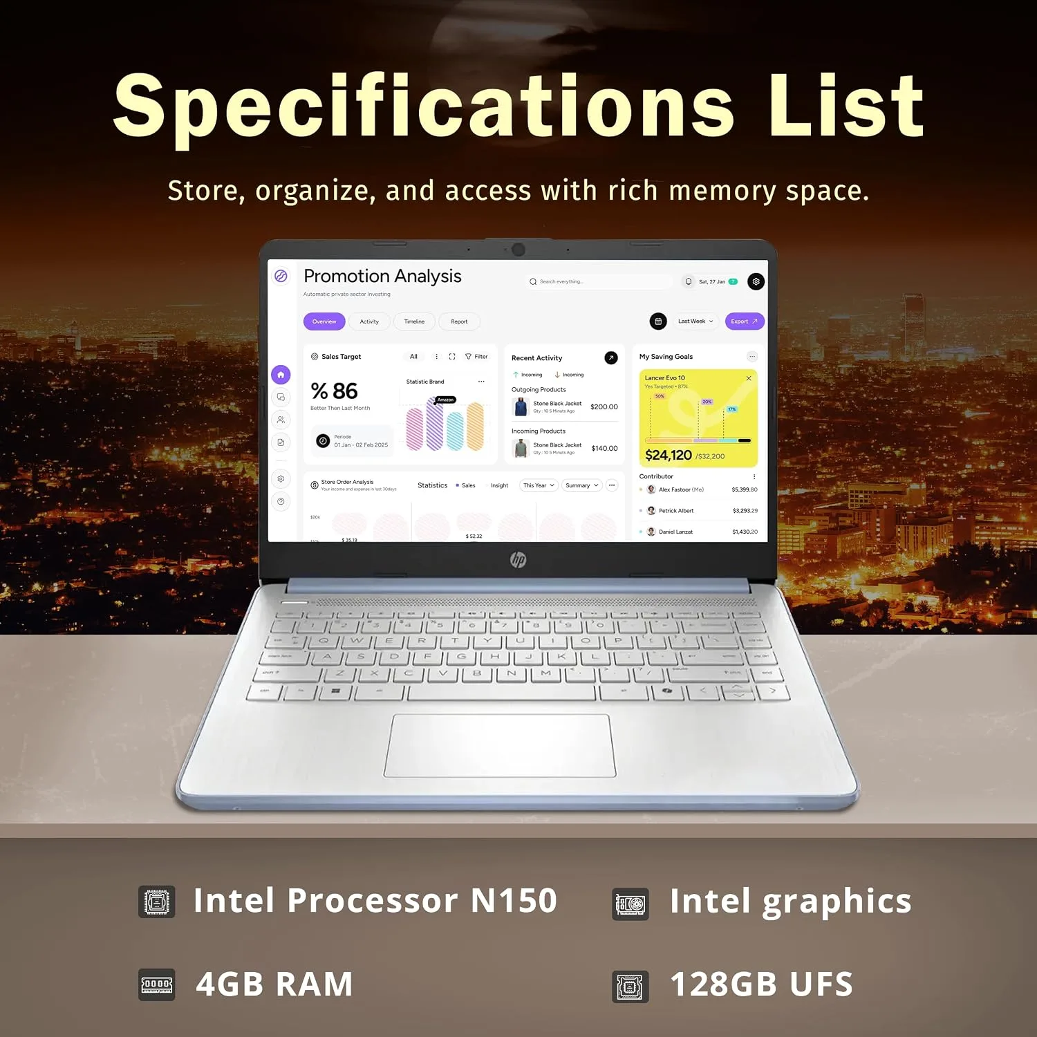 HP Stream 14" HD Laptop, Intel Processor N150, 4GB RAM, 128GB UFS, Intel Graphics, Copilot, Fast Charge, Wi-Fi 6, Windows 11 S, Sky Blue (Renewed)