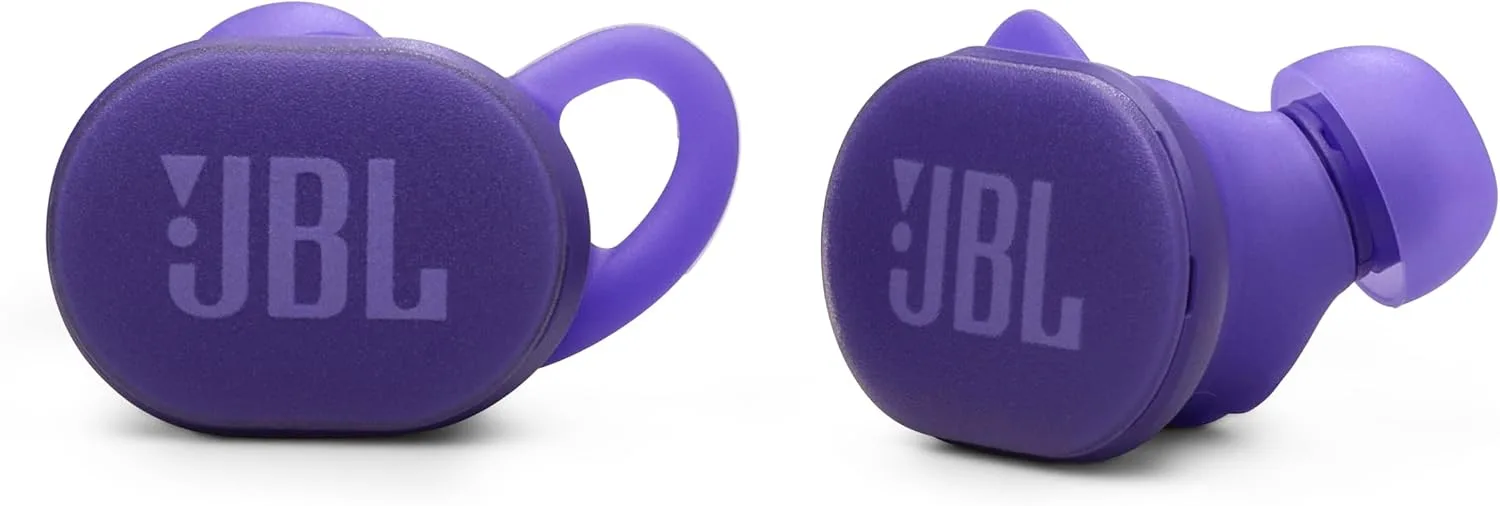 JBL Endurance Race 2 - Waterproof (IP68) sports true wireless earbuds with 4 mics for crisp, clear calls, JBL Pure Bass sound, 48Hrs of Playback, plus speed charging & Active Noise Cancelling (Purple)