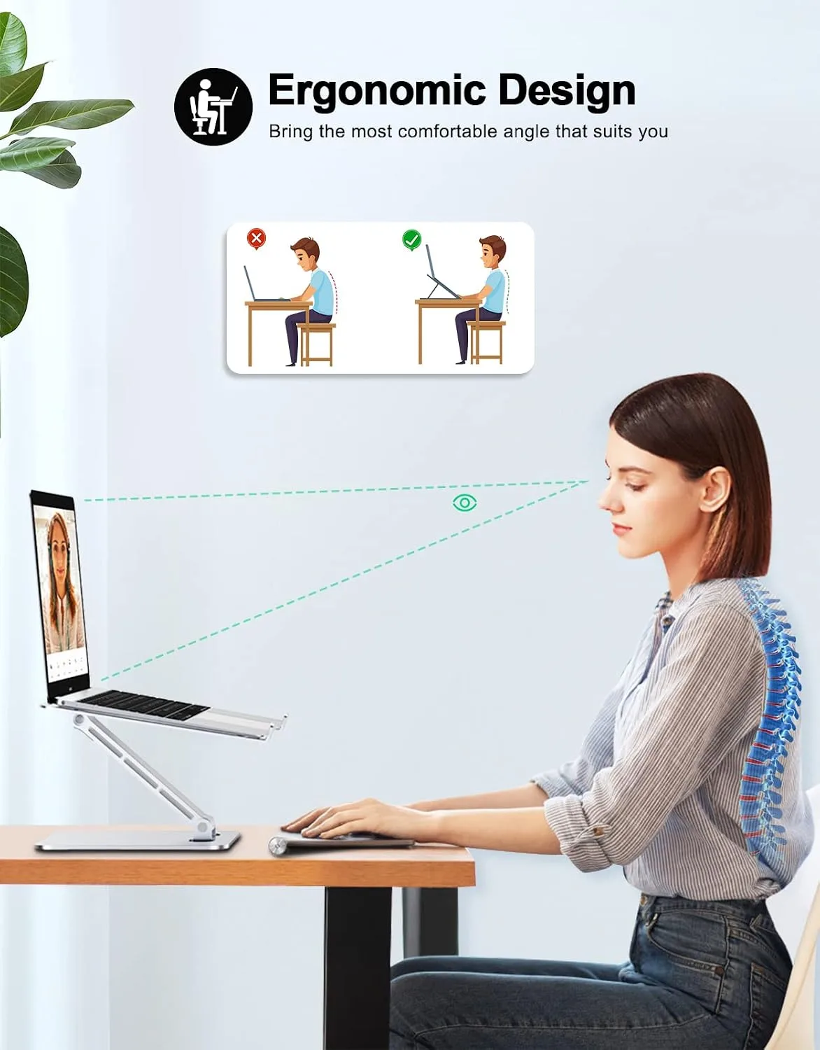 RIWUCT Aluminum Alloy Laptop Stand for Desk, Foldable Laptop Riser Holder