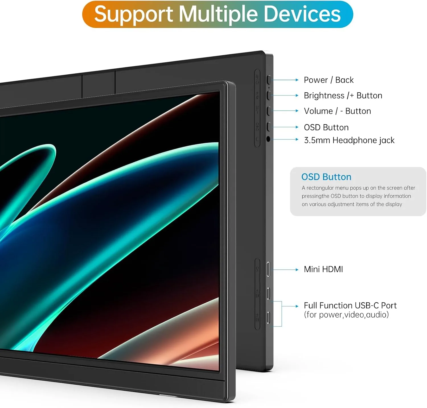 MNN 14" 1200p USB-C HDMI HDR Portable Monitor