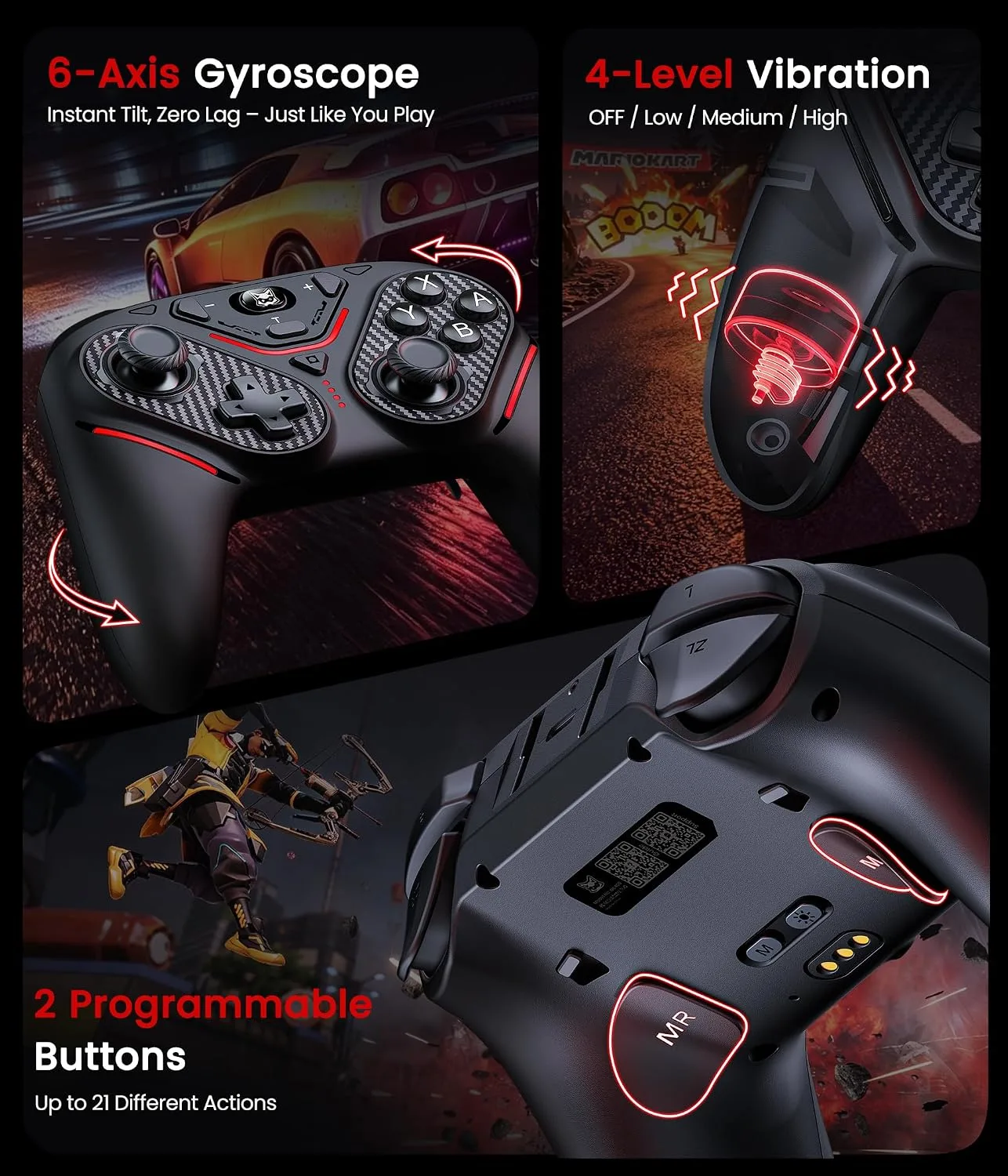 Svetaecho Switch 2 Pro Controller with TMR Joysticks, Wireless Controller for Switch 2/Switch with Charging Dock, Dual-Mode Hall Triggers, Wake-Up, Turbo & Programmable Back Buttons