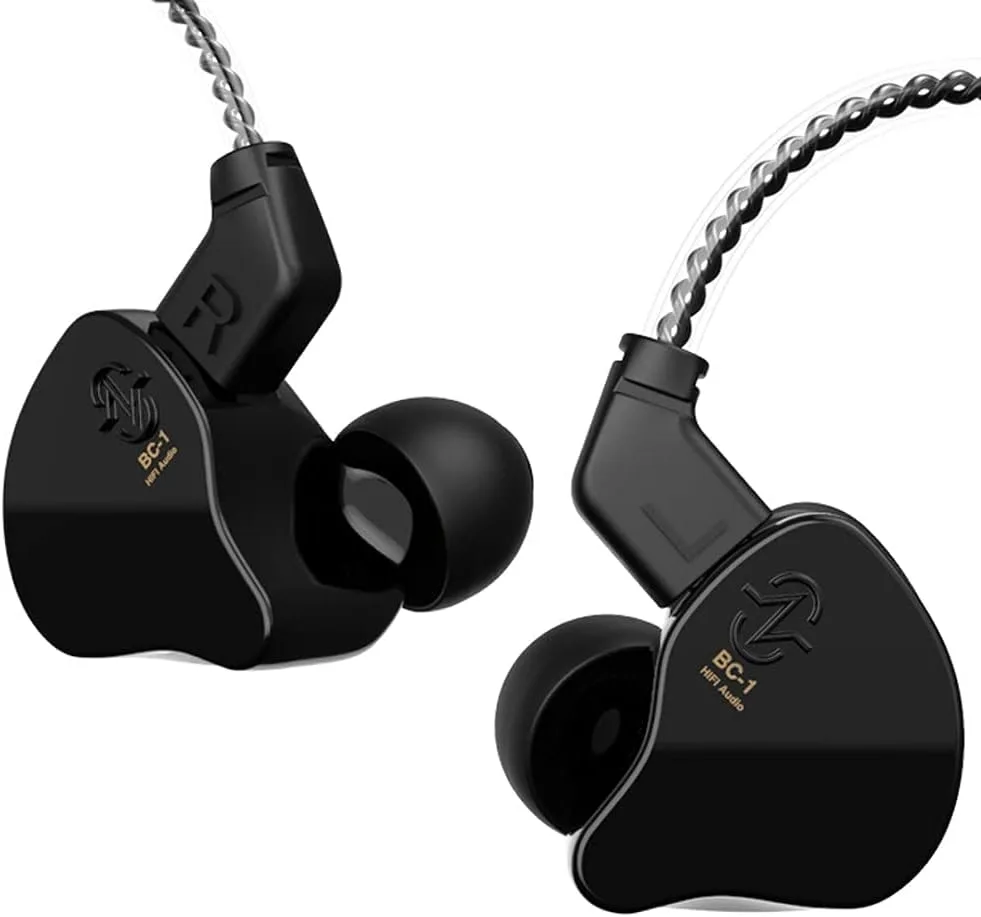 YINYOO CCZ Melody in Ear Monitors Earphones Headphones Wired Earbuds Without Microphone IEM HiFi Bass with 1DD 1BA, Ear fins, 4N OFC Cable for Musicians, Singer, on Stage, Studio (no mic, Dark Black)