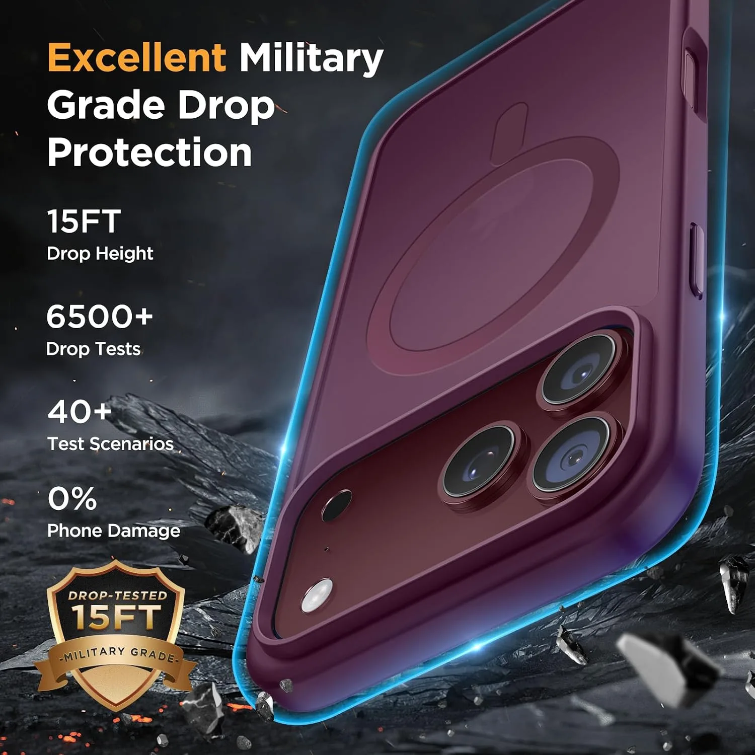 Miracase Magnetic for iPhone 18 Pro Max Case, Burgundy