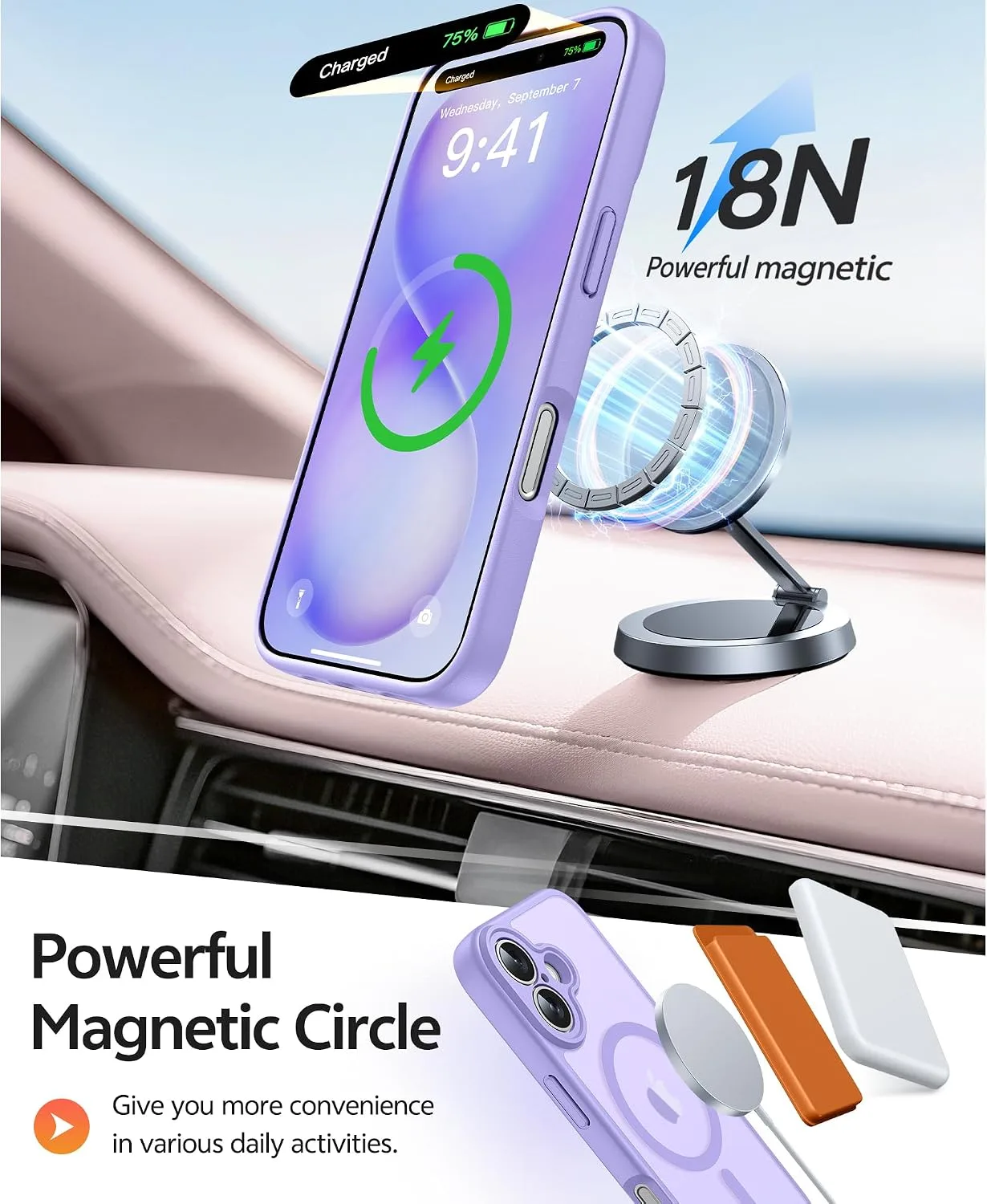 FNTCASE for iPhone 16 Plus Case, Fit for Magsafe, Light Purple