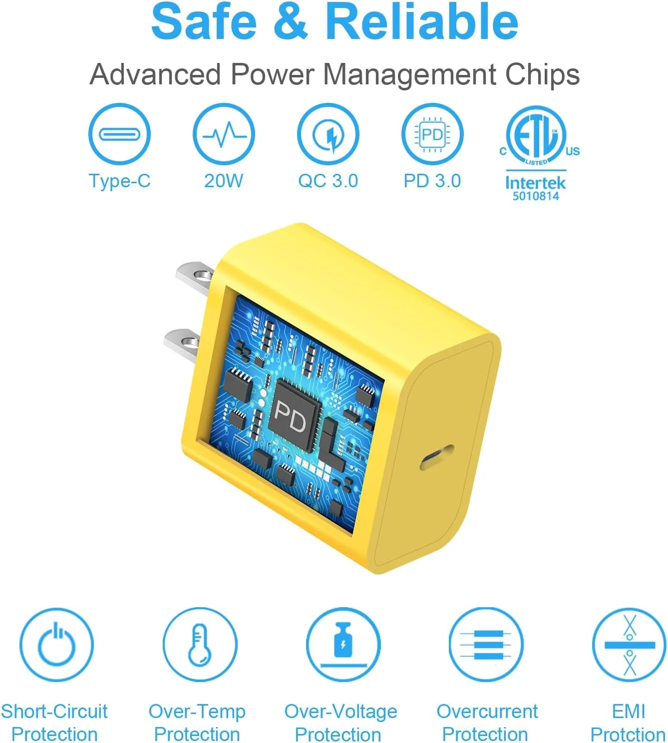 iPhone Duo Charger,iPhone 18 17 16 15 Charger Fast Charging 3+3Pack -Yellow