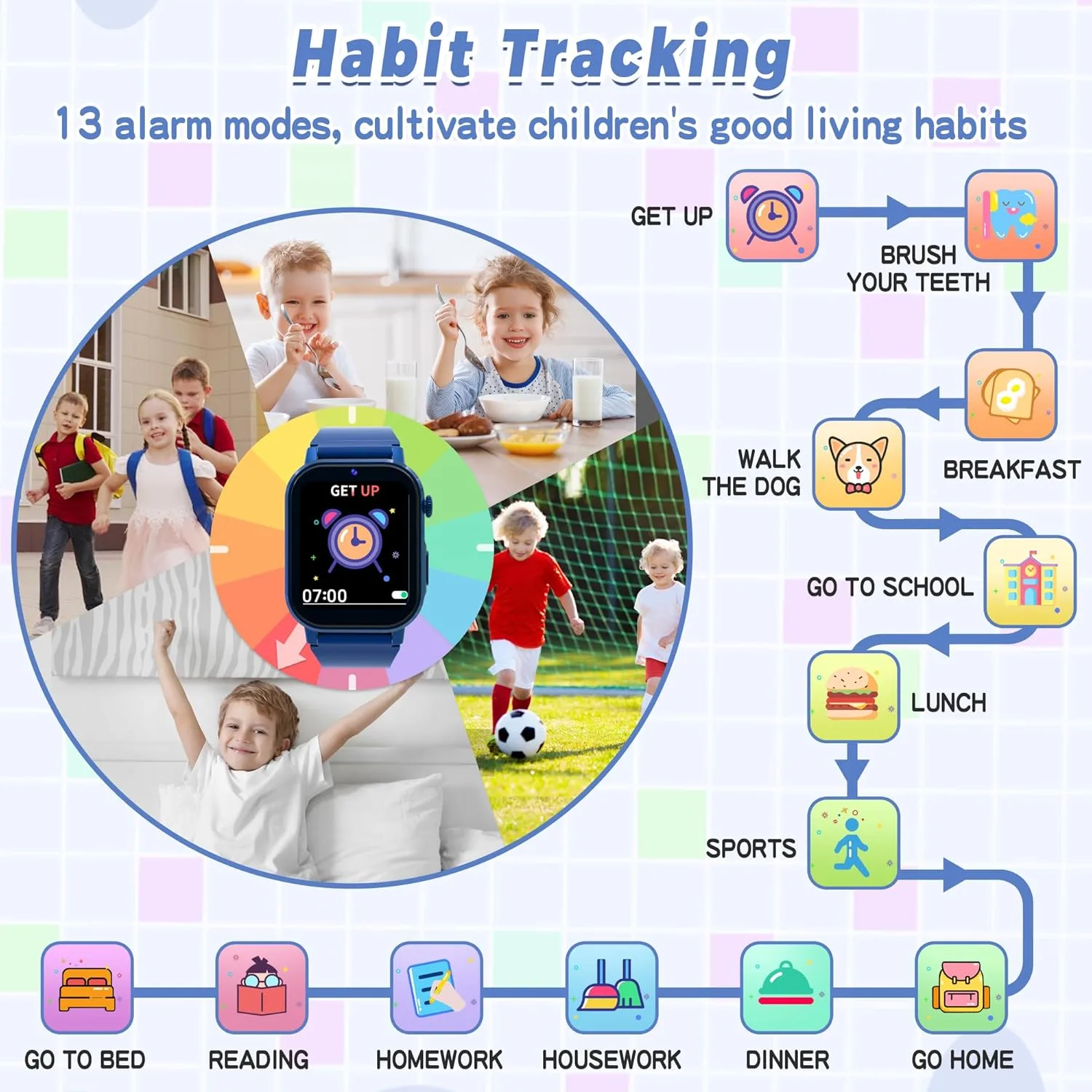 Kids Smart Watch Boys Ages 3-12 with 32 Puzzle Games, HD Camera, Pedometer