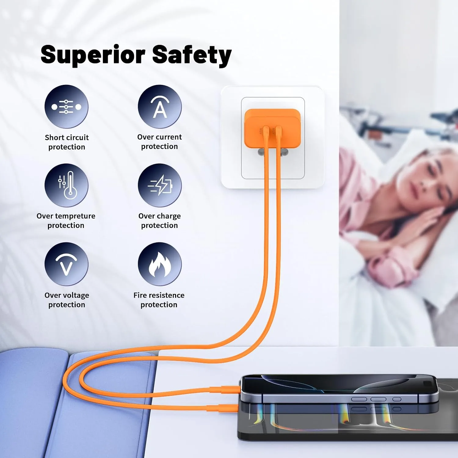 QZIIW iPhone 18 17 16 Pro Max Fast Charger,45W Dual Port USB C Fast Charger