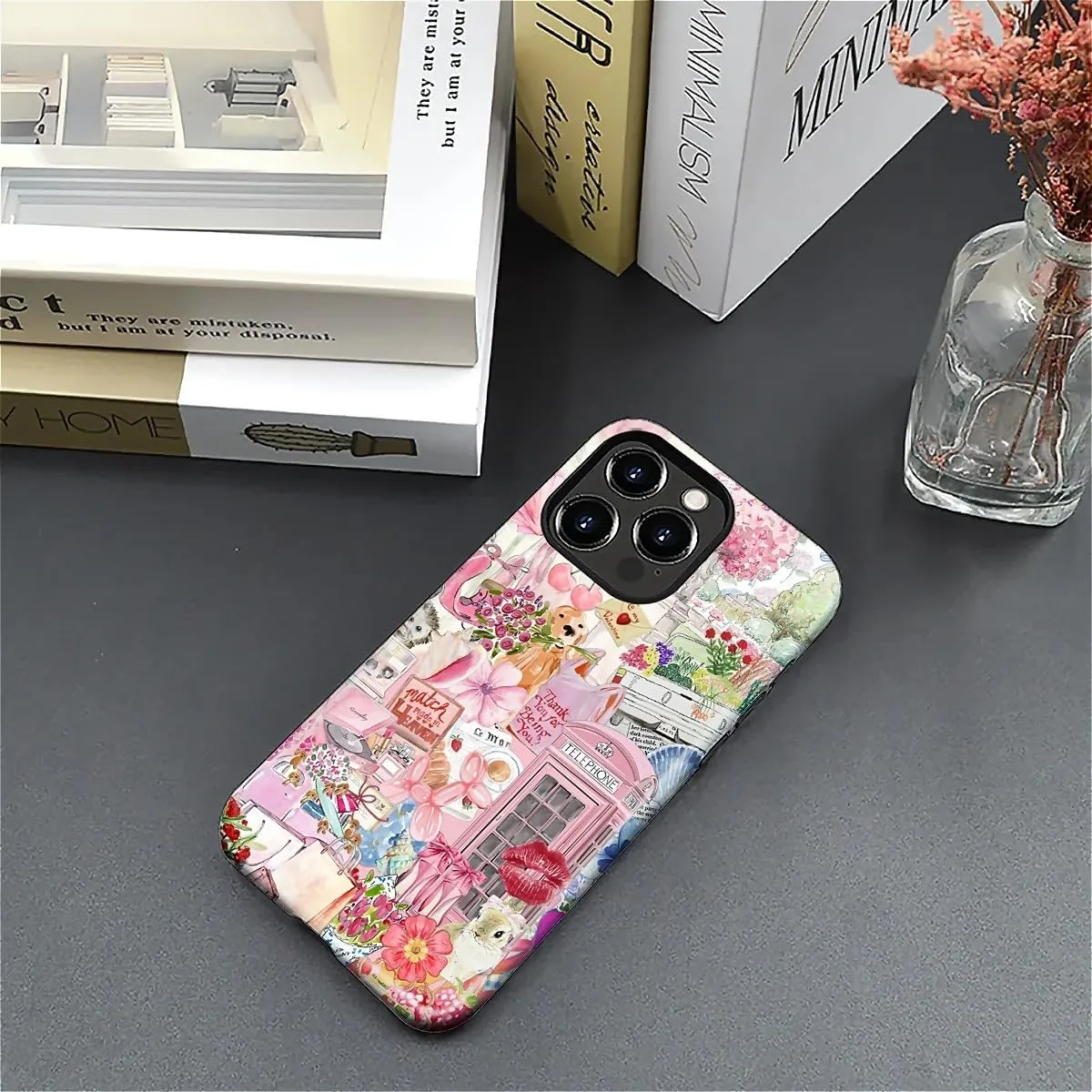 DAIZAG Case for iPhone 16 Pro,Mixed 2 Layer Design Shockproof Soft TPU Ddouble Protection Phone Case for iPhone 16 Pro-Cute Pink Animal Garden Collage