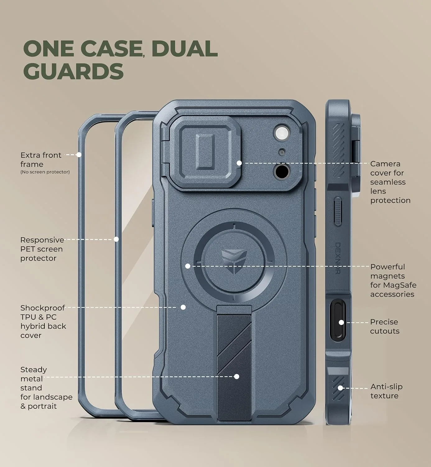 Dexnor for iPhone 18 Pro Max Case/iPhone 17 Pro Max Case, Navy Blue