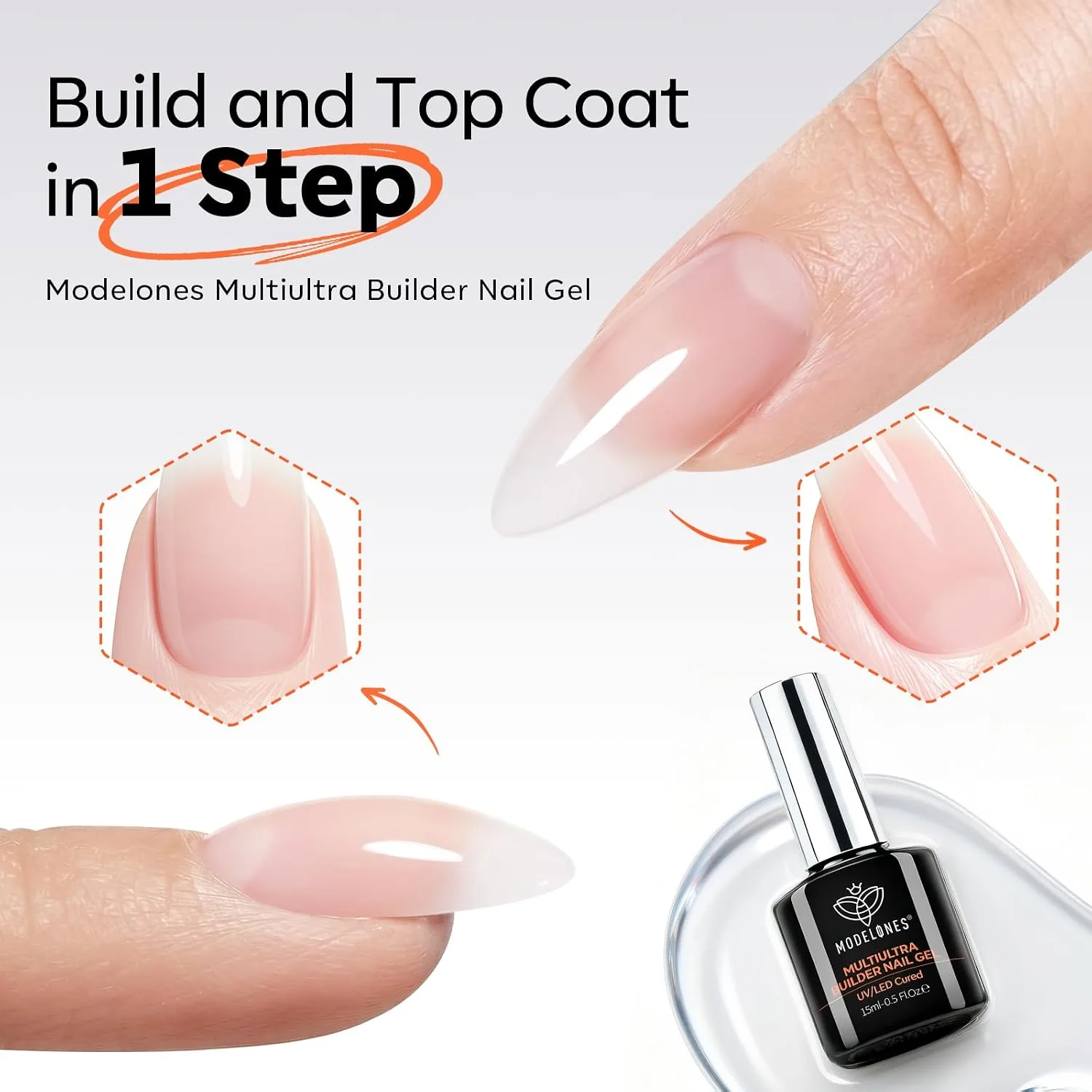 modelones Builder Nail Gel, Ultra Clear Builder No Top Coat Needed