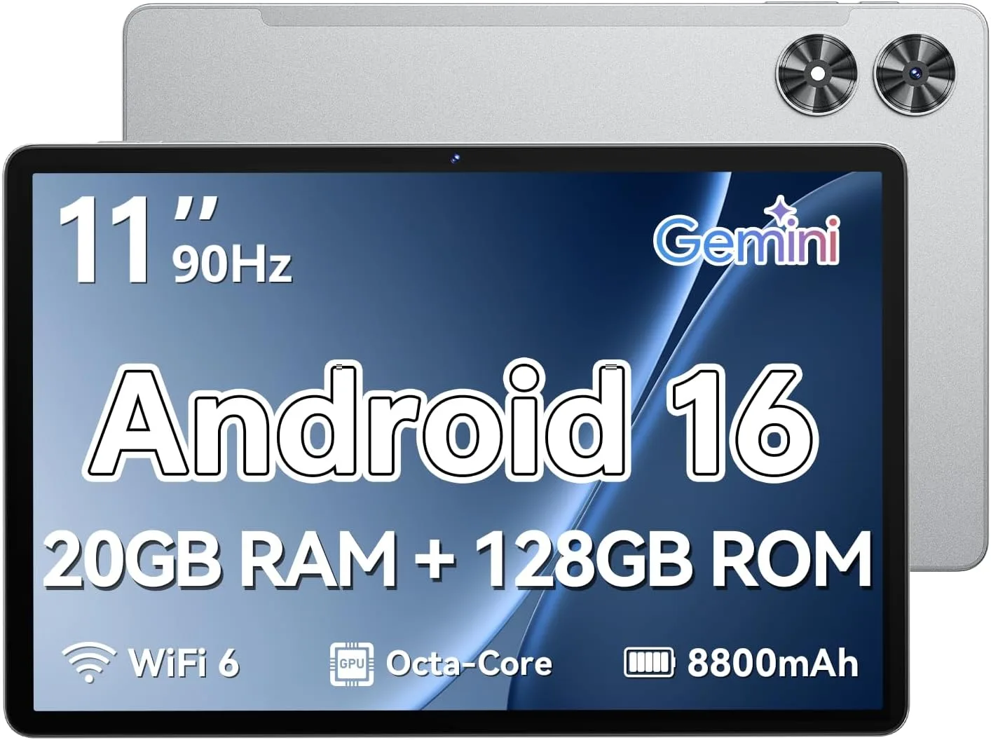 Tablet 11 inch, Android 16 Tablet, Silver