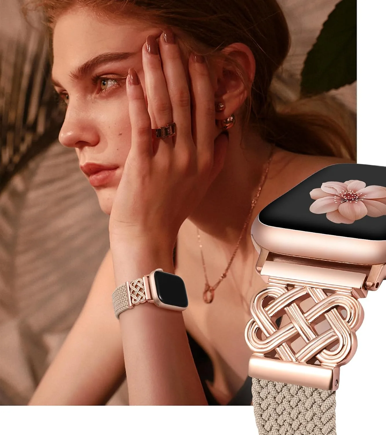 Braided Stretchy Band with Magnetic Clasp for Apple Watch Bands Women Men