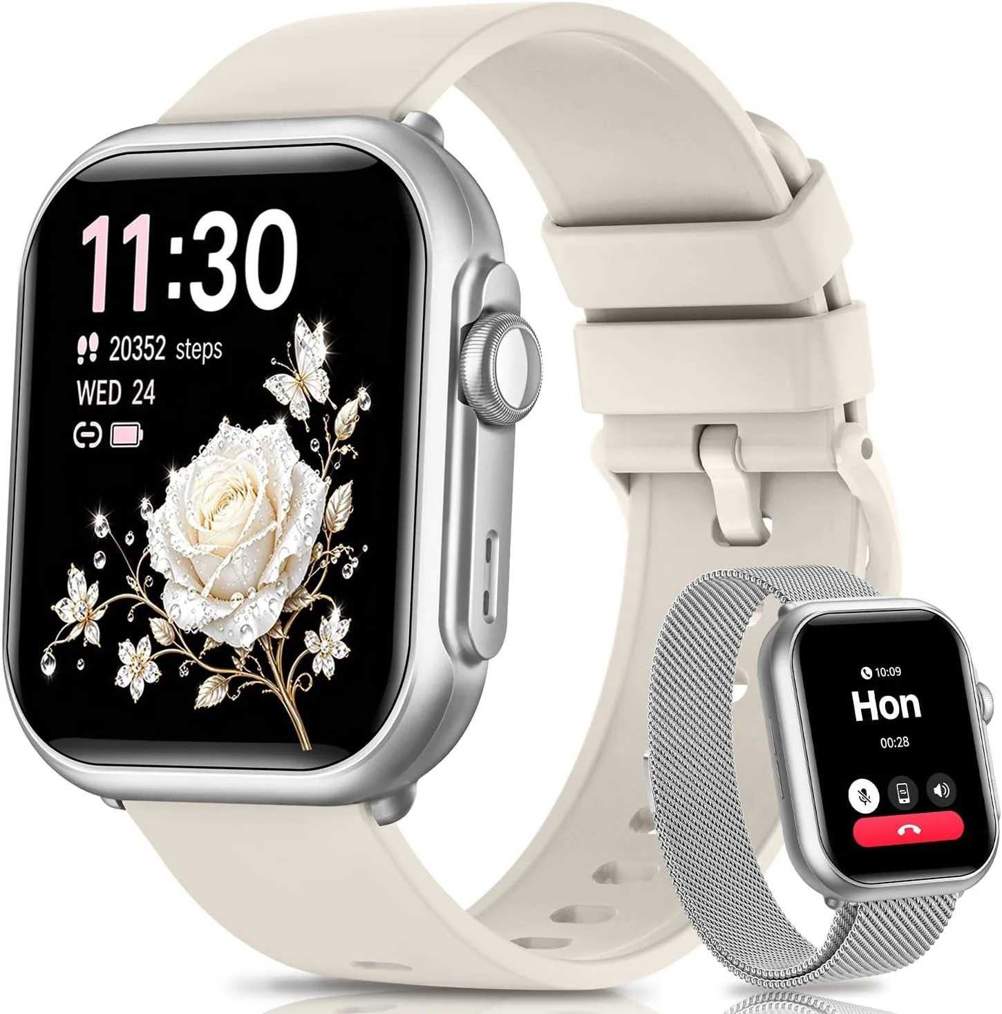 Smart Watch for Women,Fitness Watch Tracker with1000mAh Battery&2 Bands