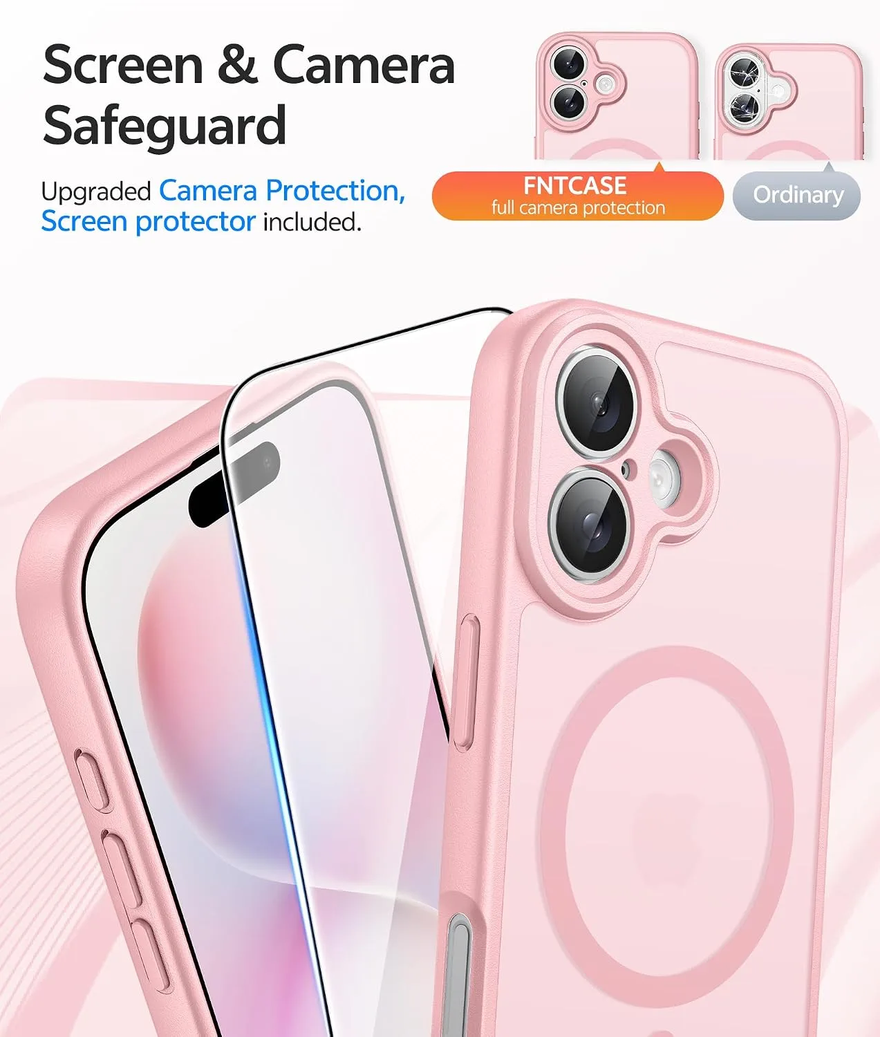 FNTCASE for iPhone 16 Plus Case, Fit for Magsafe, Light Pink
