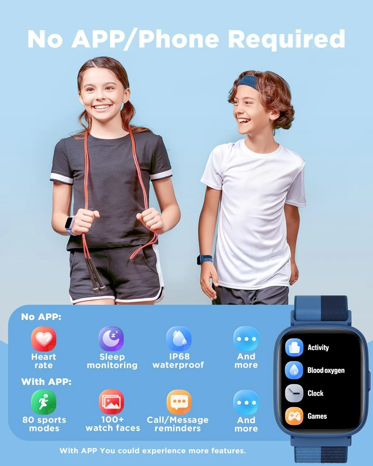 BIGGERFIVE Smart Watch for Kids, 1.8" Fitness Tracker Watch with Pedometer