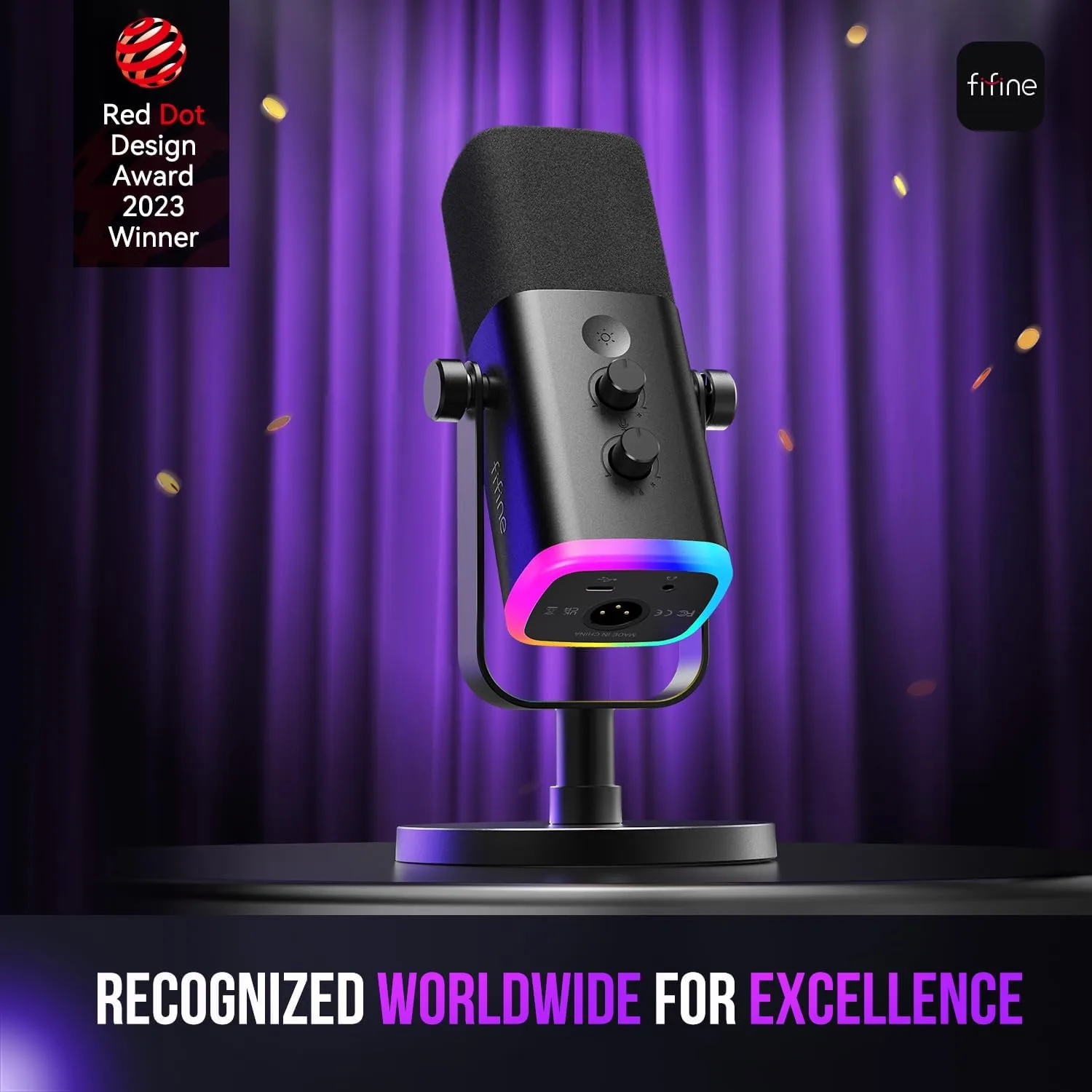 FIFINE AmpliGame AM8 USB/XLR Dynamic Microphone for Gaming Streaming
