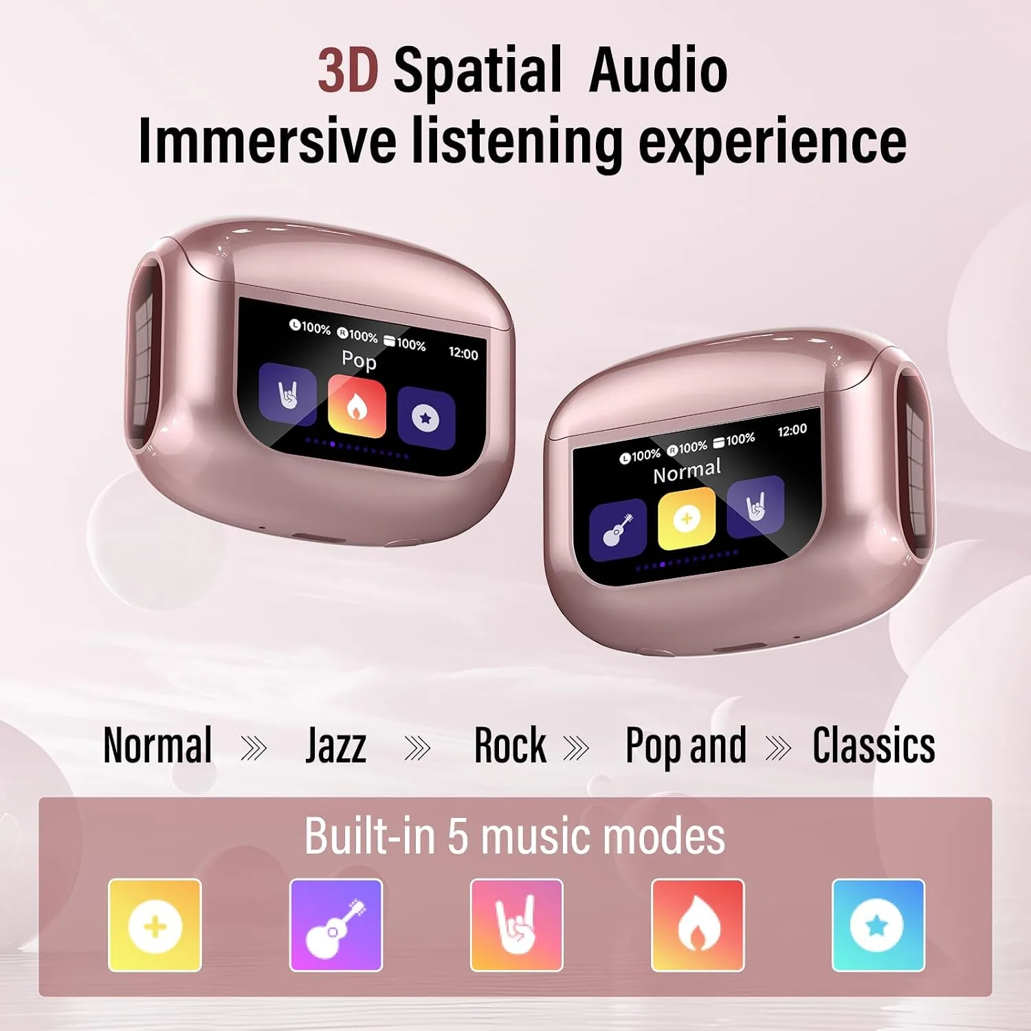 Active Noise Cancelling Ear Buds 48H Wireless Earbuds with Touch Screen