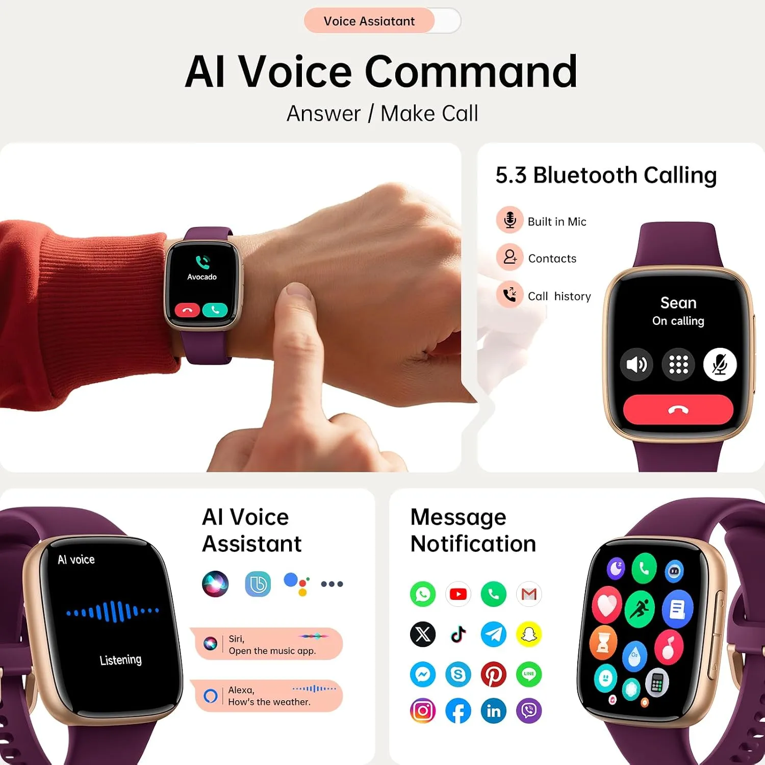 Smart Watches for Women for iPhone & Android Phones, 1.85"AMOLED Smart Watch with Heart Rate/ SpO2/ Sleep Monitor,3ATM Waterproof, Calls & Messages, 120+ Sports Modes FitnessWatch, Dynamic Dials