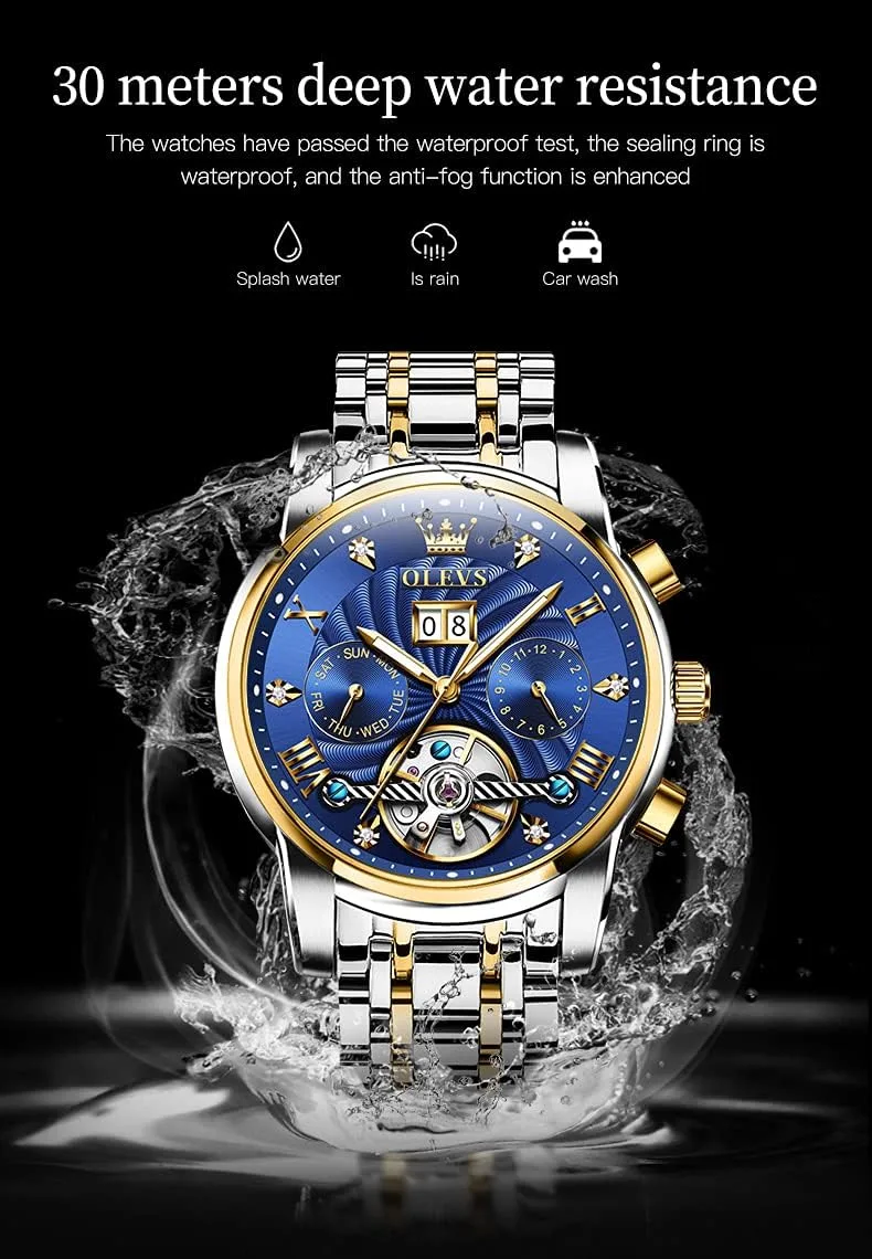 OLEVS Automatic Gold Watches for Men Luxury Classic Stainless Steel