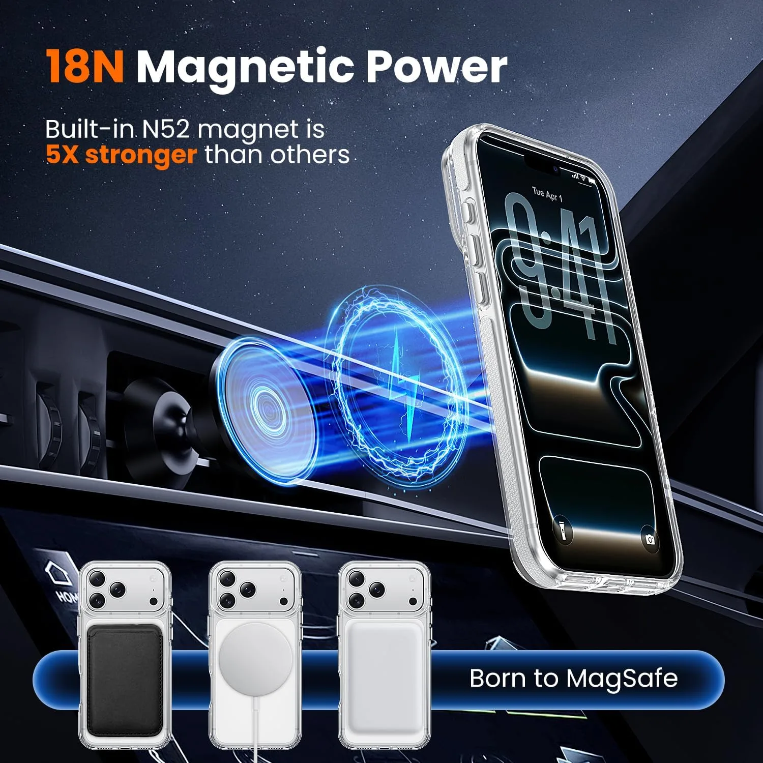 toushion 3-in-1 Clear Case for iPhone 17 Pro, White Shockproof Bumper