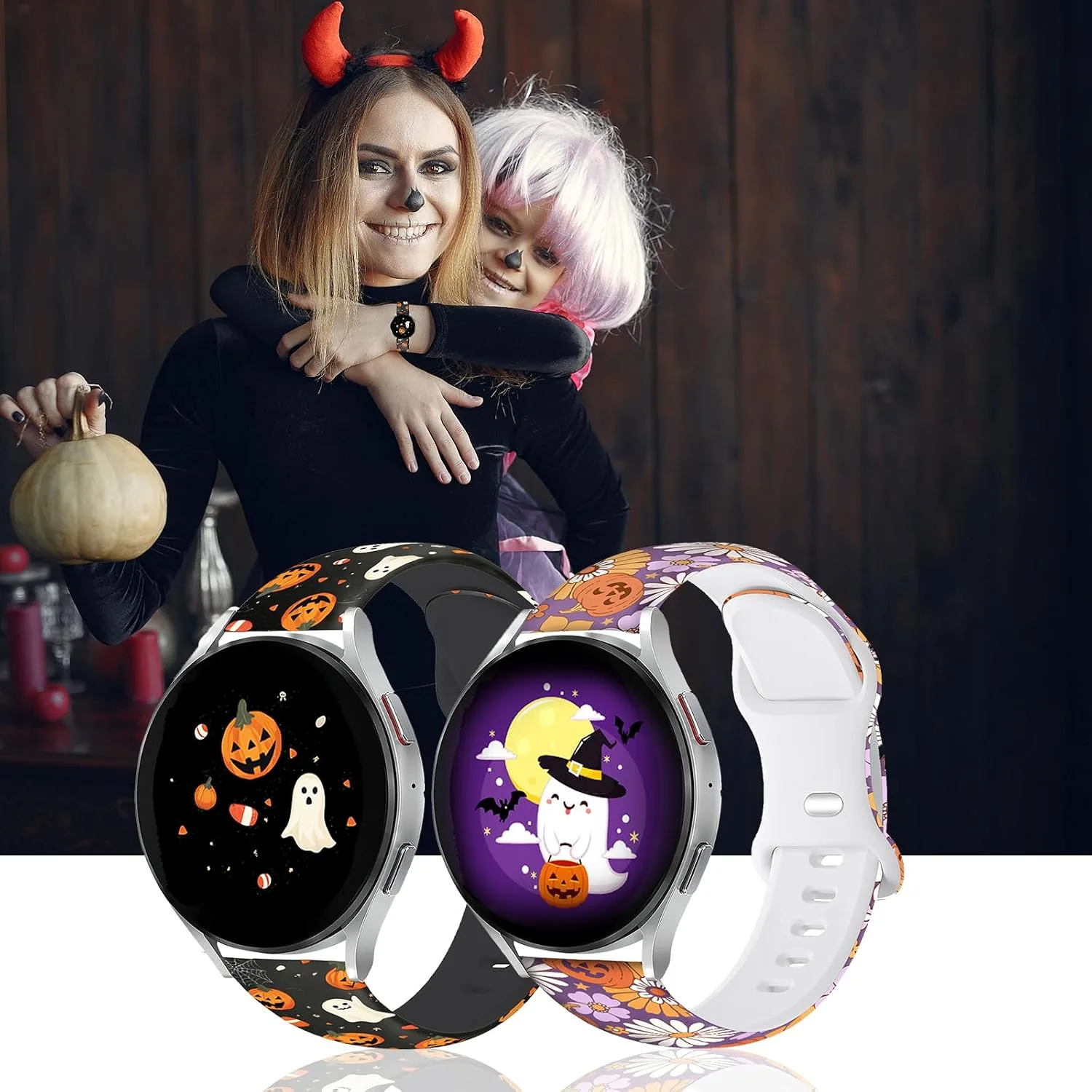 Christmas Halloween Bands Compatible with Samsung Galaxy Watch 7 Band 6 5 4 Active 2 FE 40mm 44mm/Watch 6/4 Classic/5 Pro/3, 20mm Holiday Replacement Strap Band for Samsung Watch Bands Women