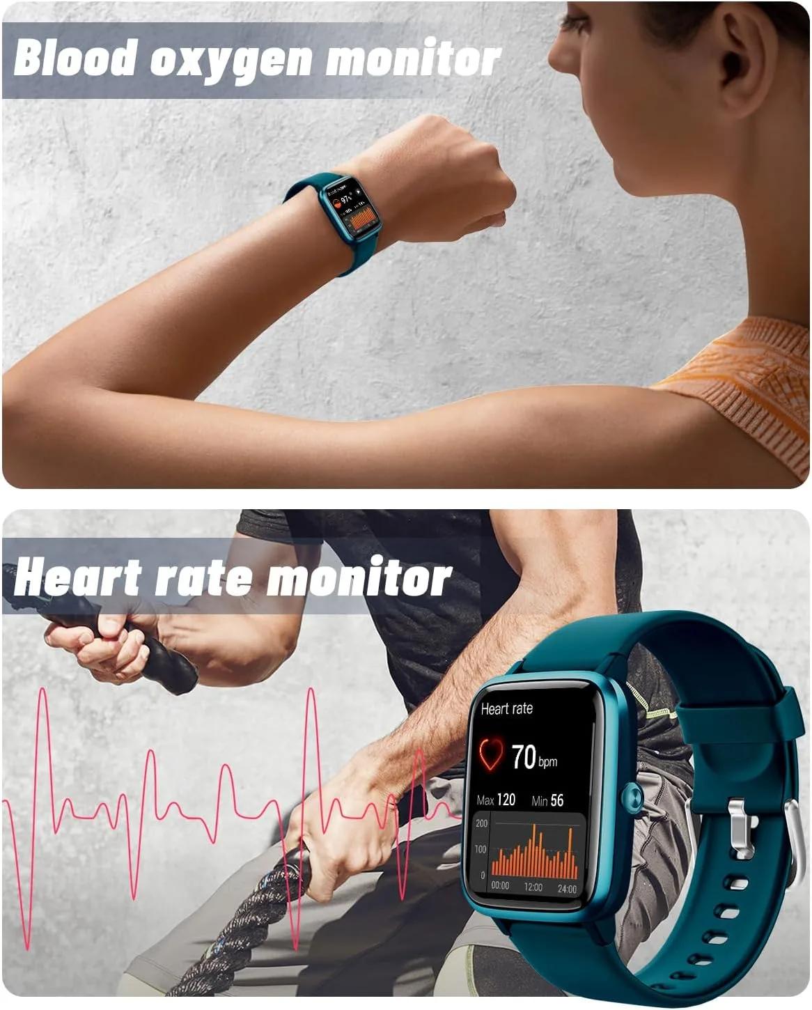 GRV Smart Watch for Men Women, Bluetooth Call, for iPhone Android Teal