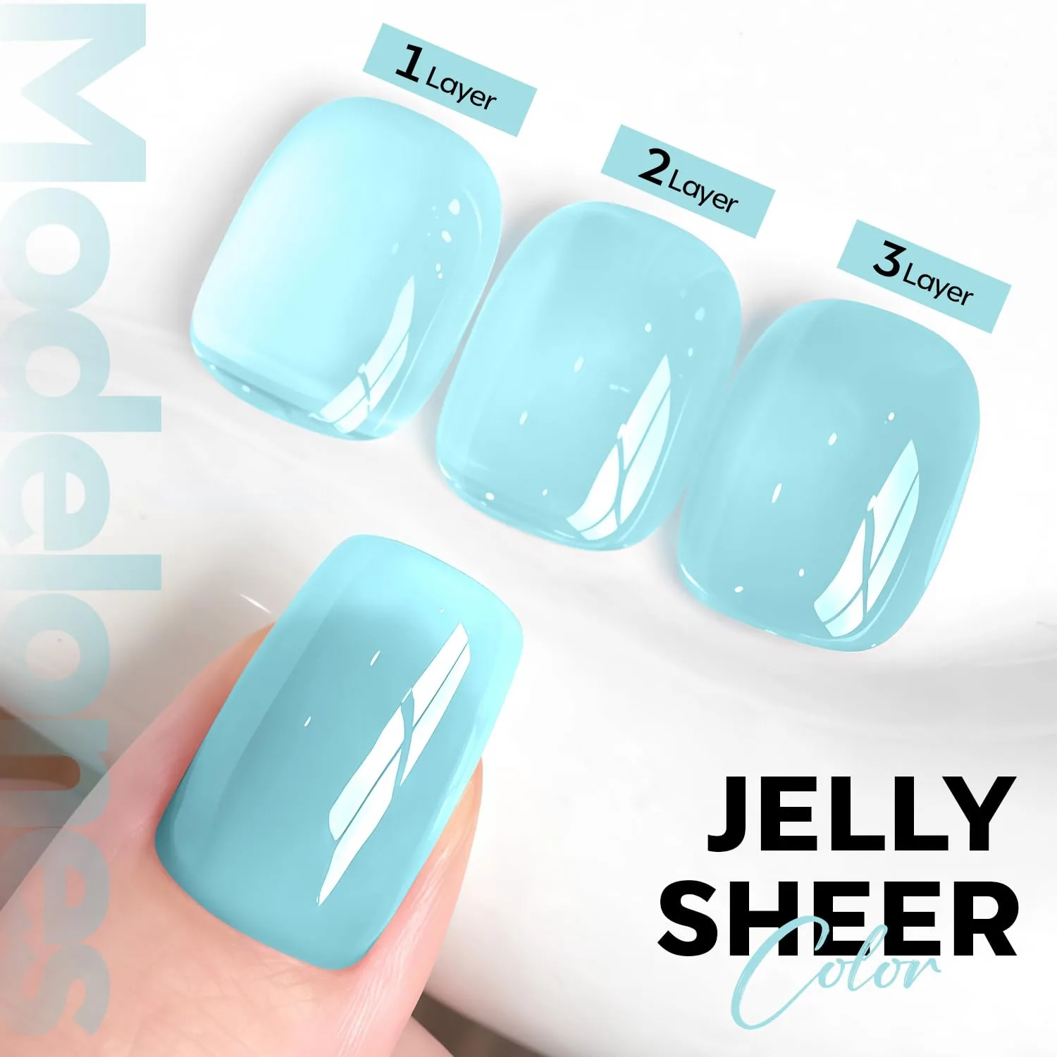 modelones Gel Nail Polish Jelly Baby Blue Rosy Translucent Gel Polish