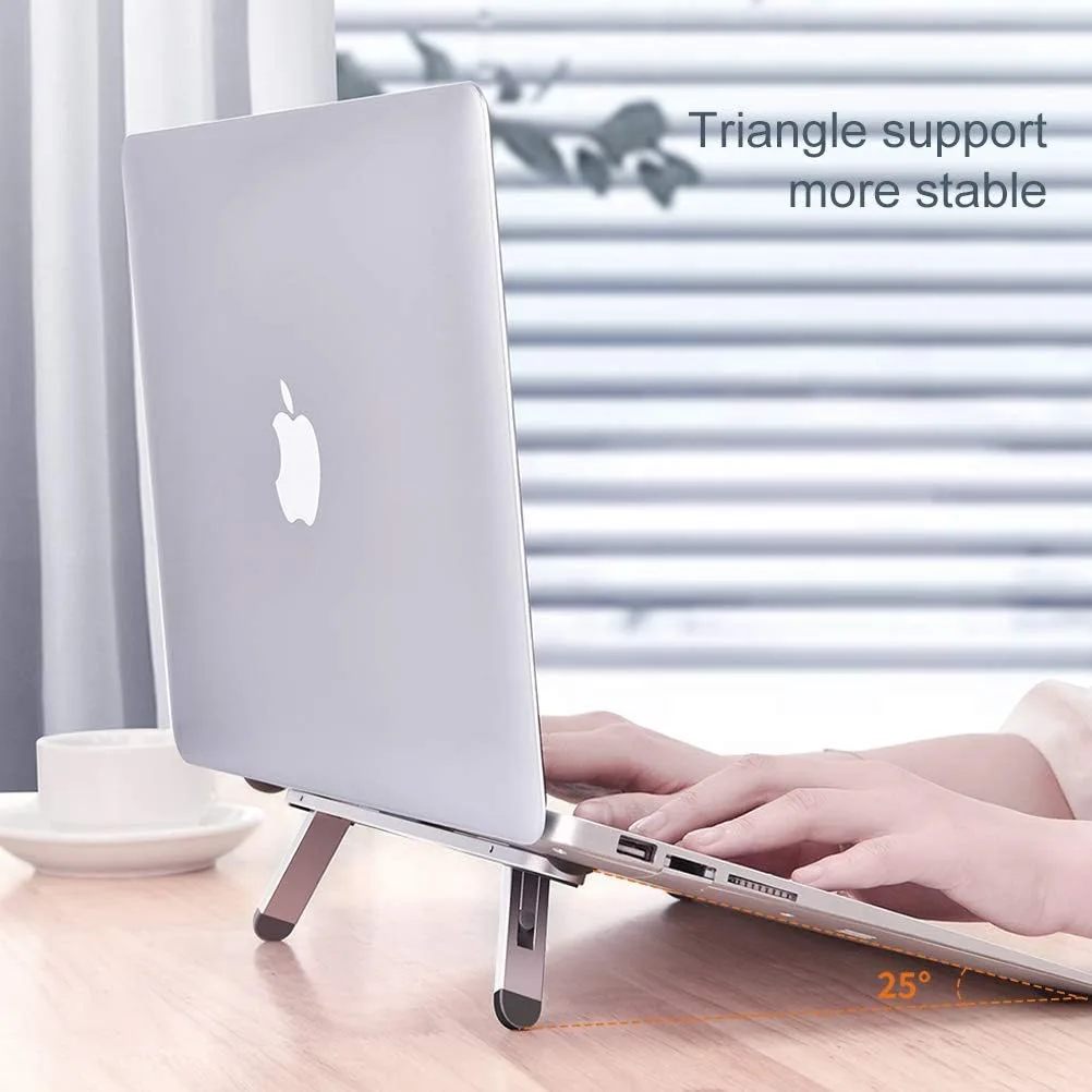 Aluminum Adhesive Laptop Cooling Riser, Foldable for Travel Office